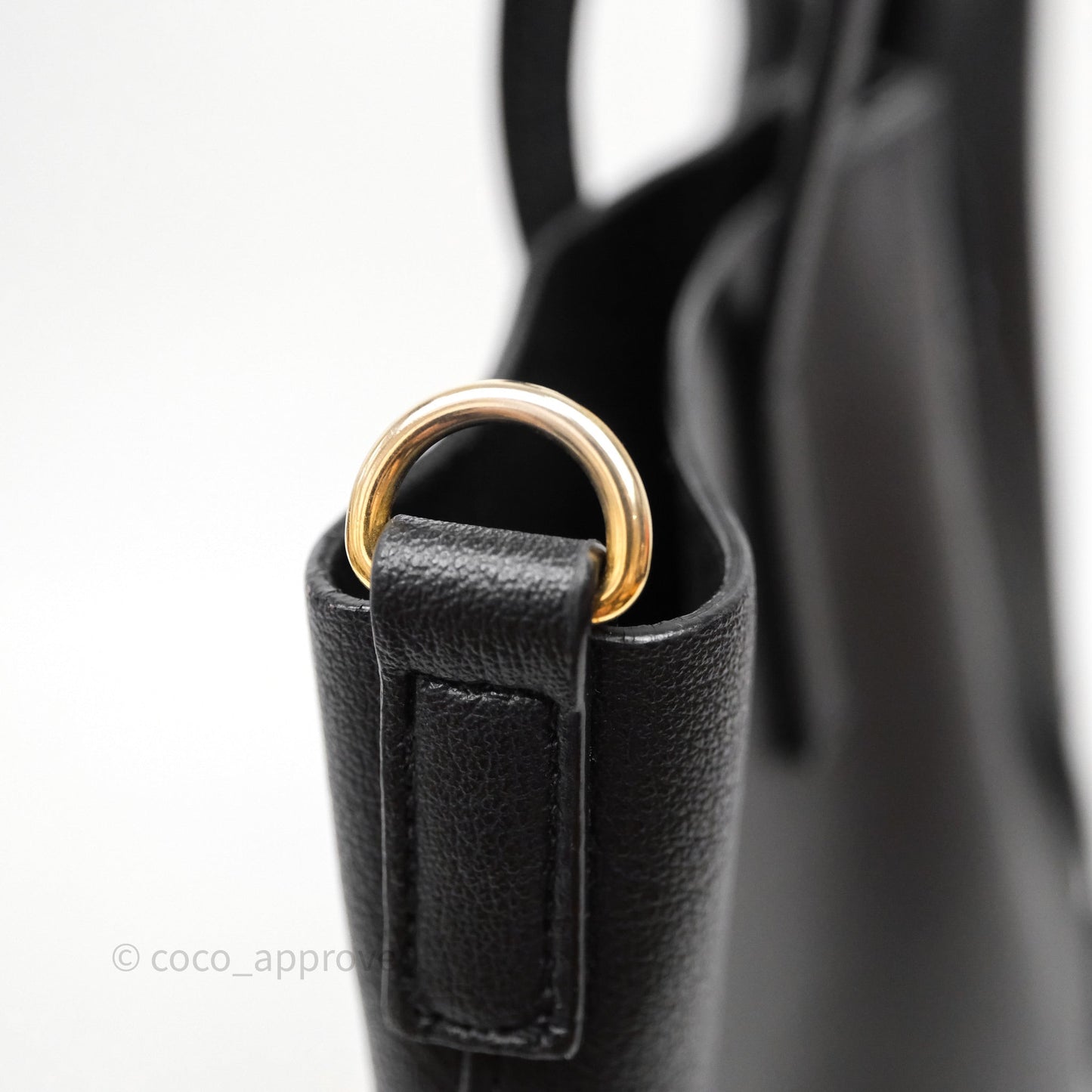 Saint Laurent Calfskin Shopping Tote Bag Black Gold Hardware