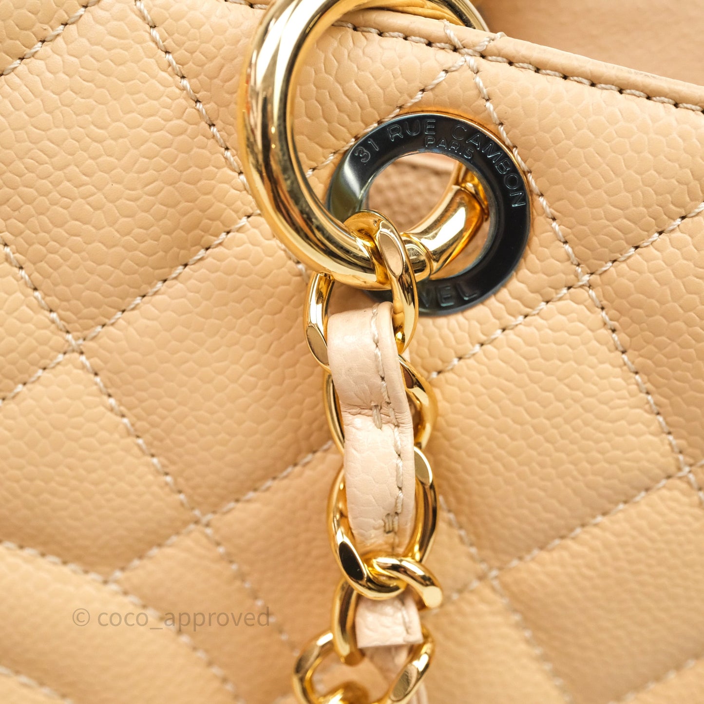 Chanel GST Beige Caviar Gold Hardware