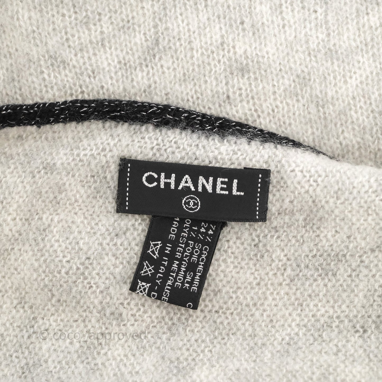 Chanel CC Cashmere Scarf Grey 23B