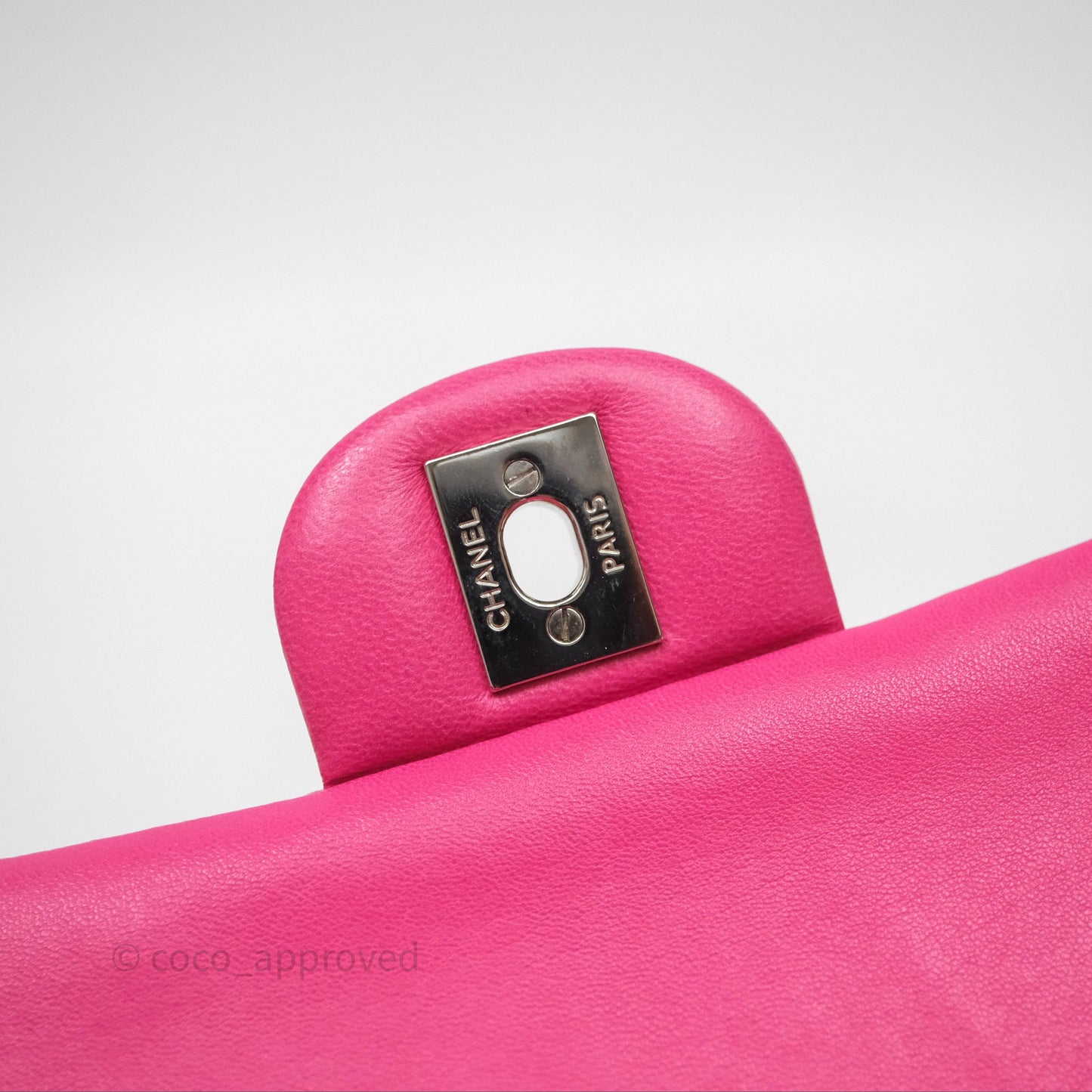 Chanel Classic M/L Medium Flap Quilted Hot Pink Lambskin Silver Hardware