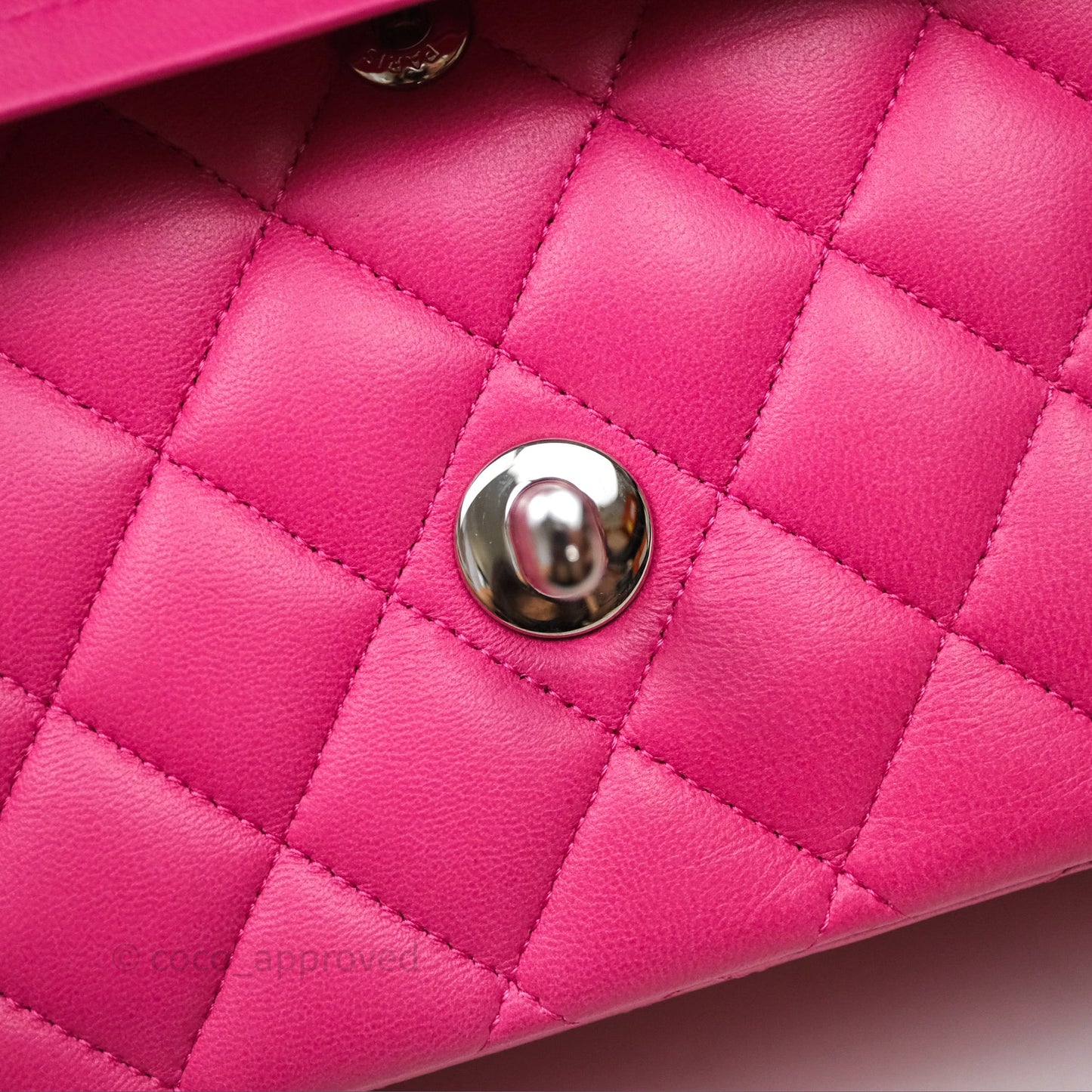 Chanel Classic M/L Medium Flap Quilted Hot Pink Lambskin Silver Hardware