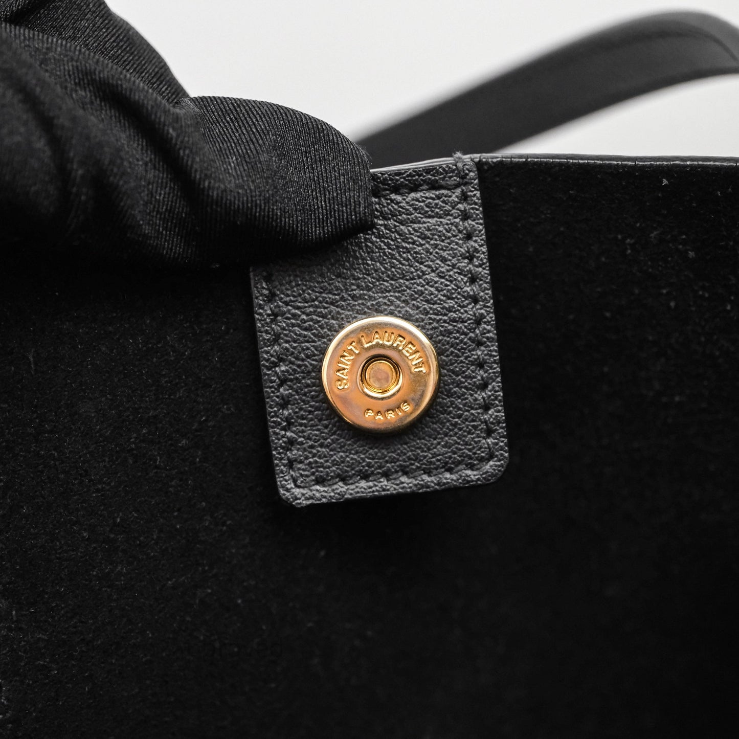 Saint Laurent Calfskin Shopping Tote Bag Black Gold Hardware