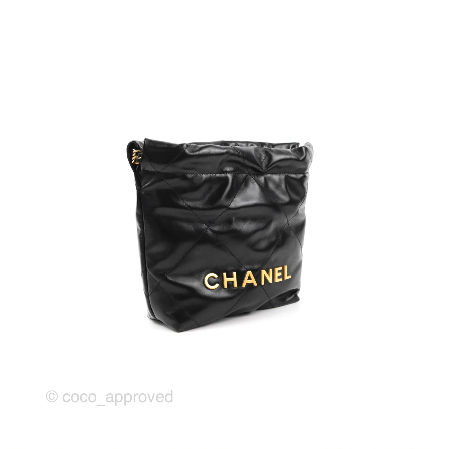 Chanel 22 Mini Bag Black Shiny Crumpled Calfskin