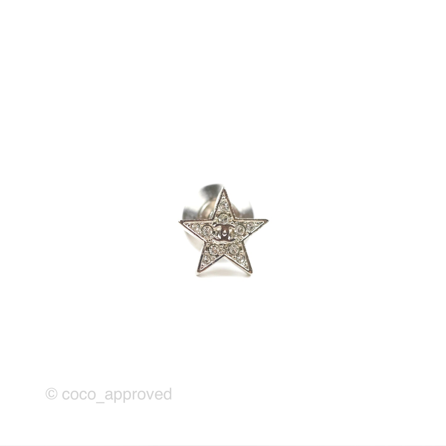 Chanel Silver CC Star Bow Crystal 3 Pins