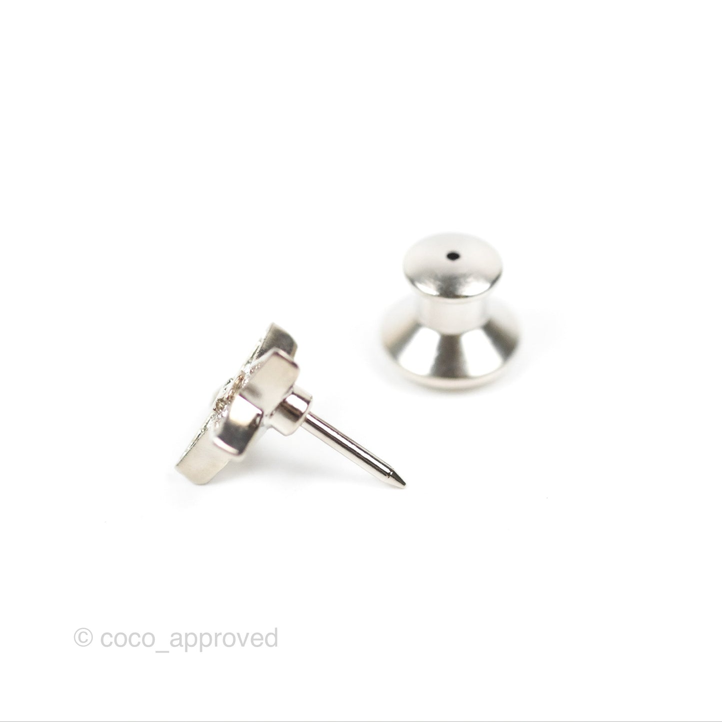 Chanel Silver CC Star Bow Crystal 3 Pins