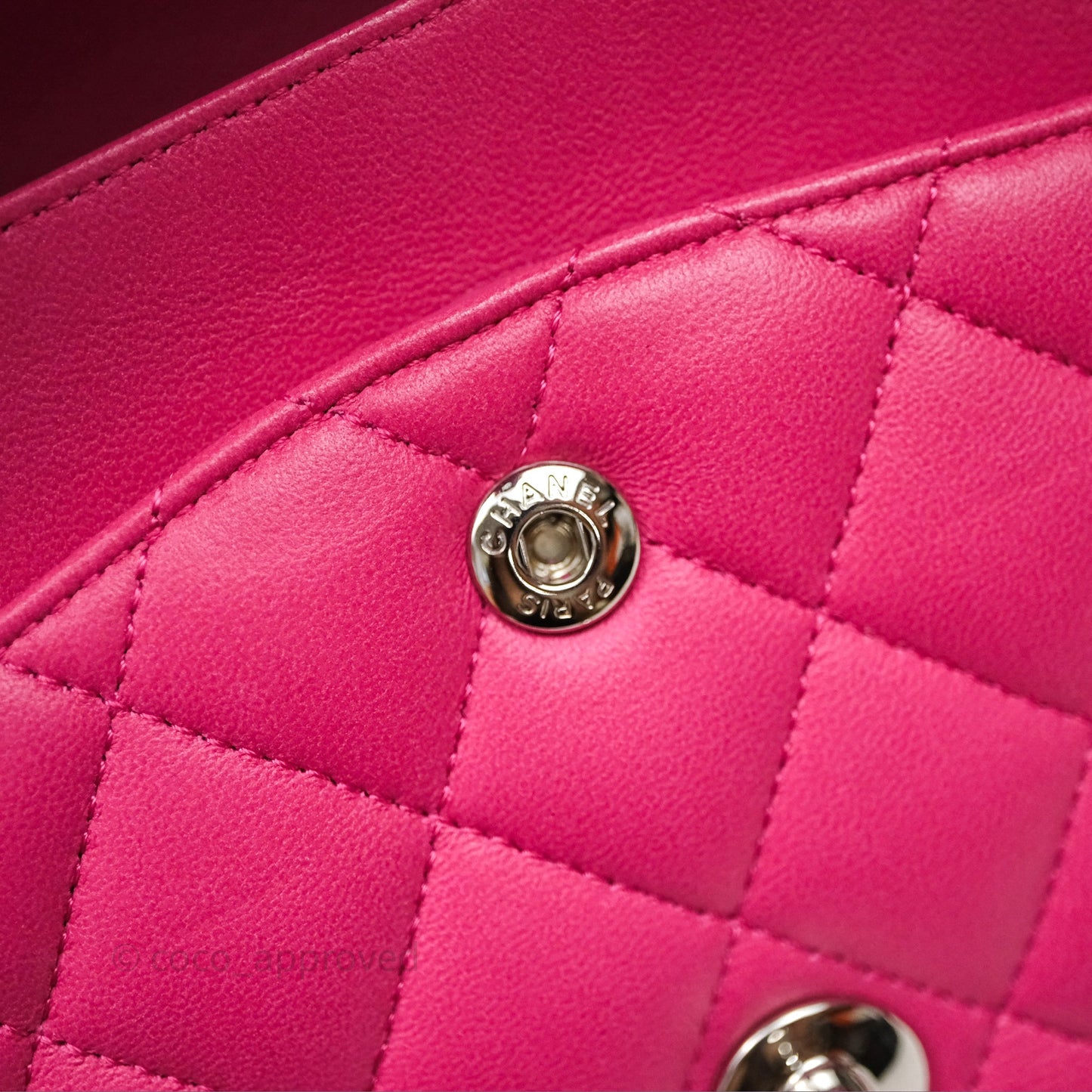 Chanel Classic M/L Medium Flap Quilted Hot Pink Lambskin Silver Hardware