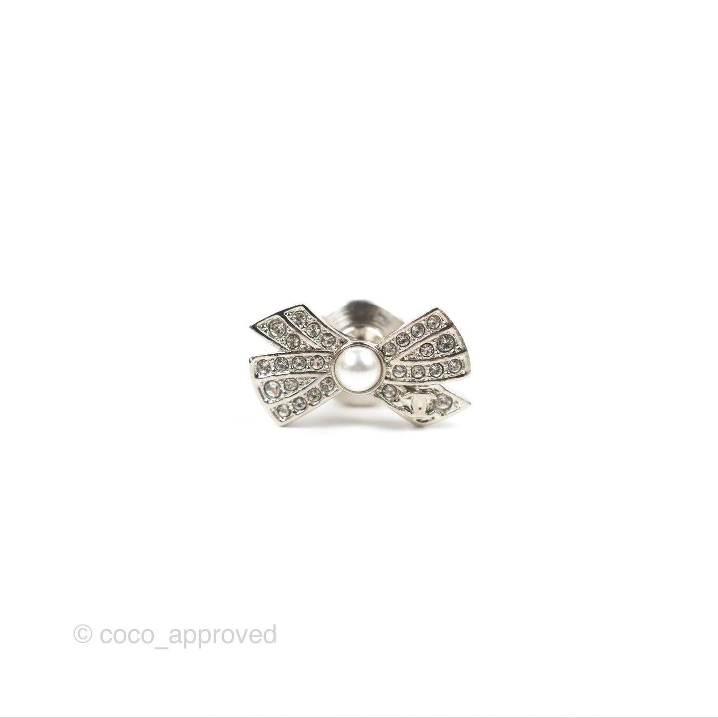 Chanel Silver CC Star Bow Crystal 3 Pins