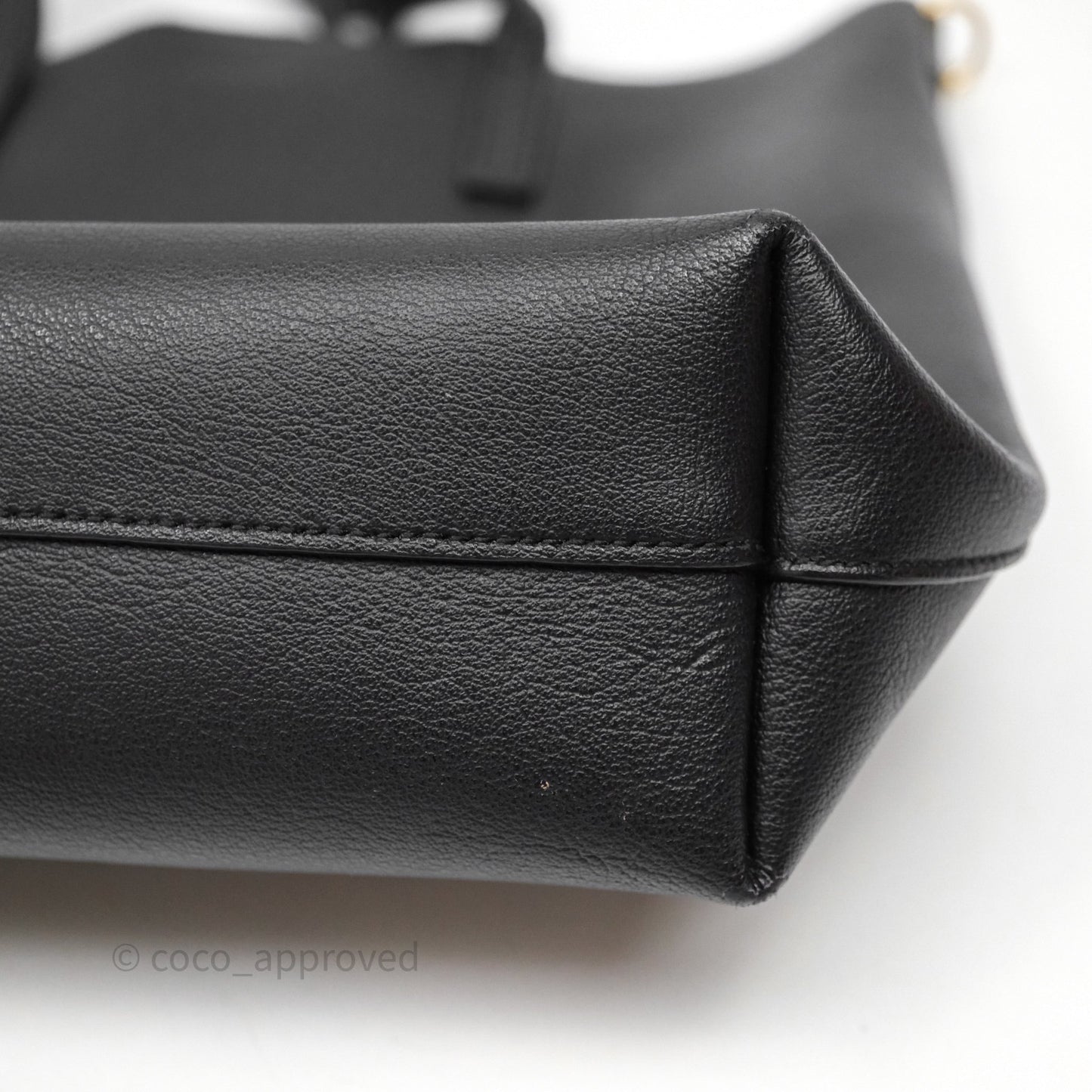 Saint Laurent Calfskin Shopping Tote Bag Black Gold Hardware