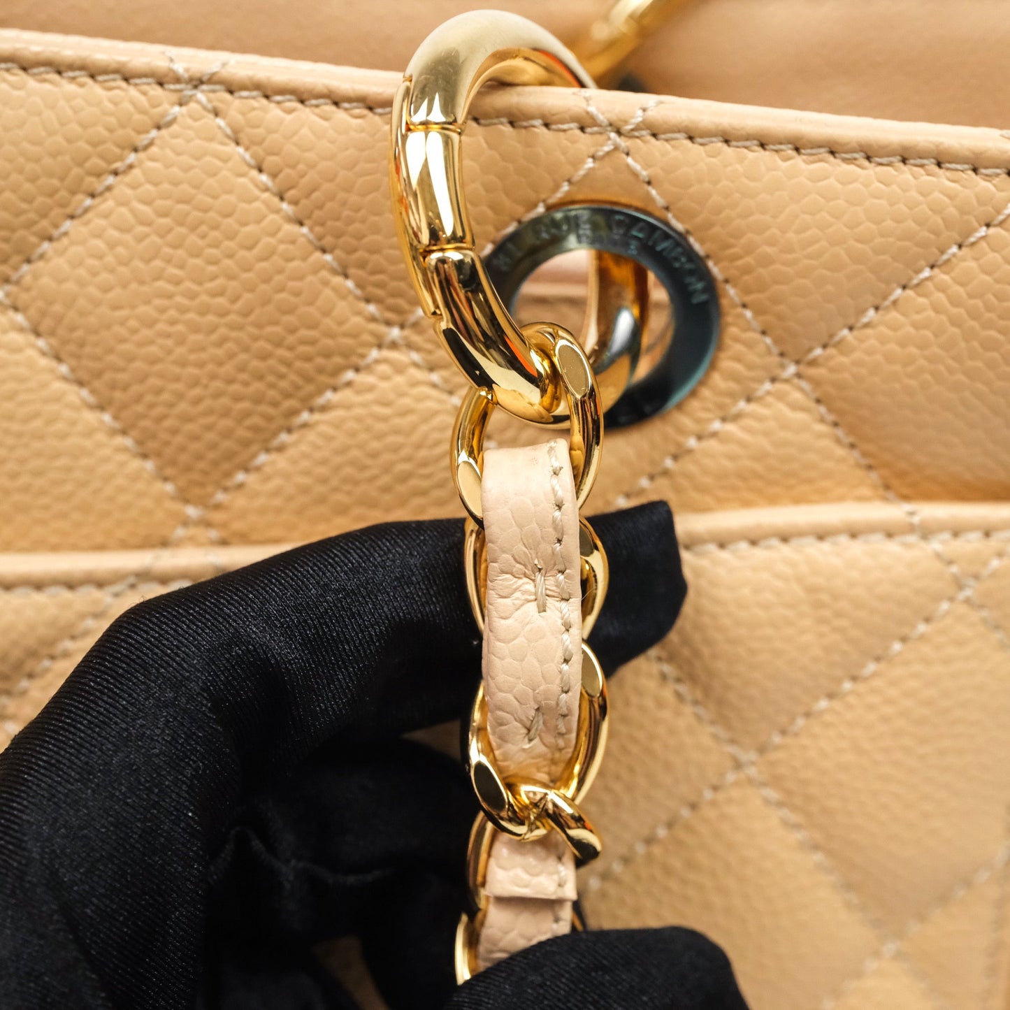 Chanel GST Beige Caviar Gold Hardware