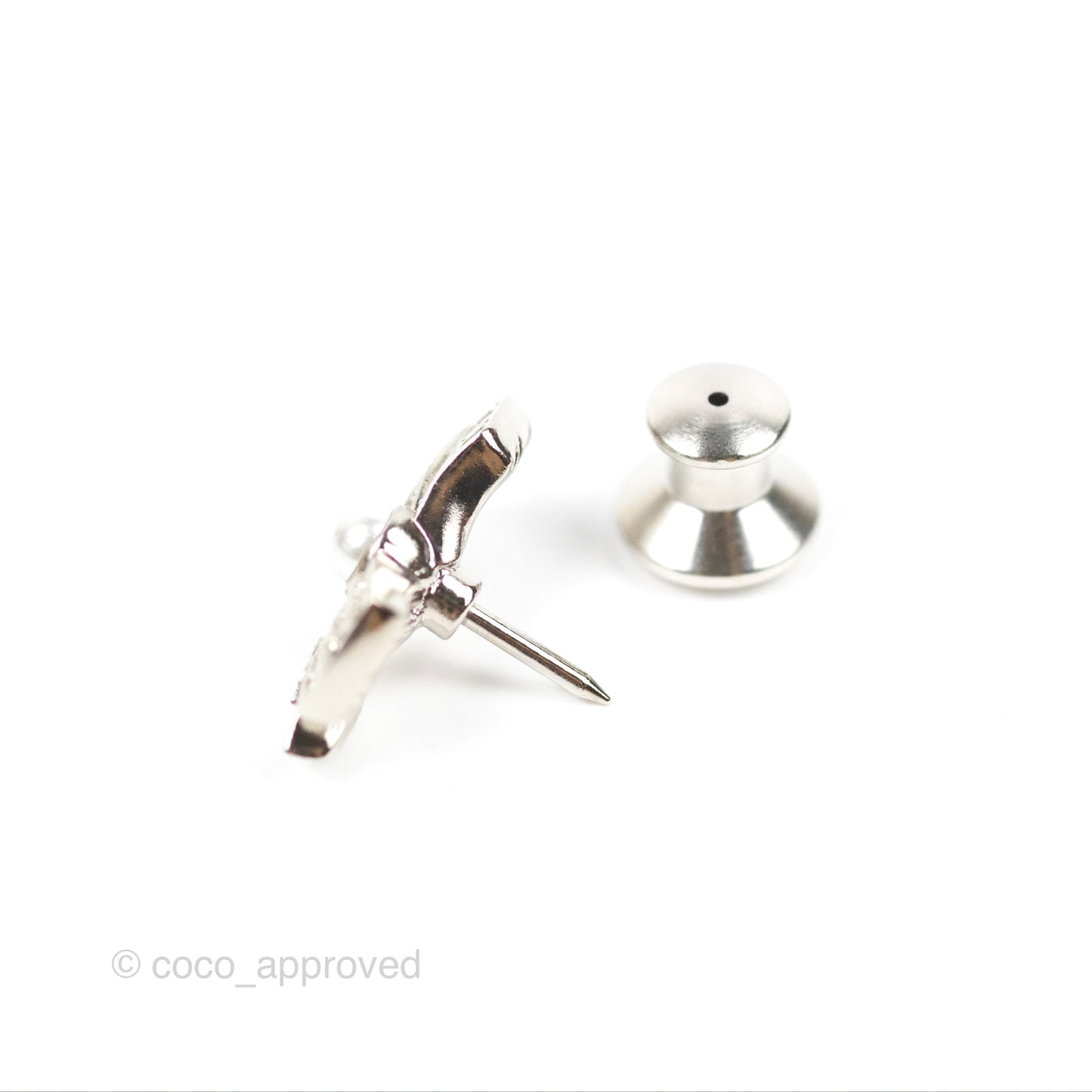 Chanel Silver CC Star Bow Crystal 3 Pins