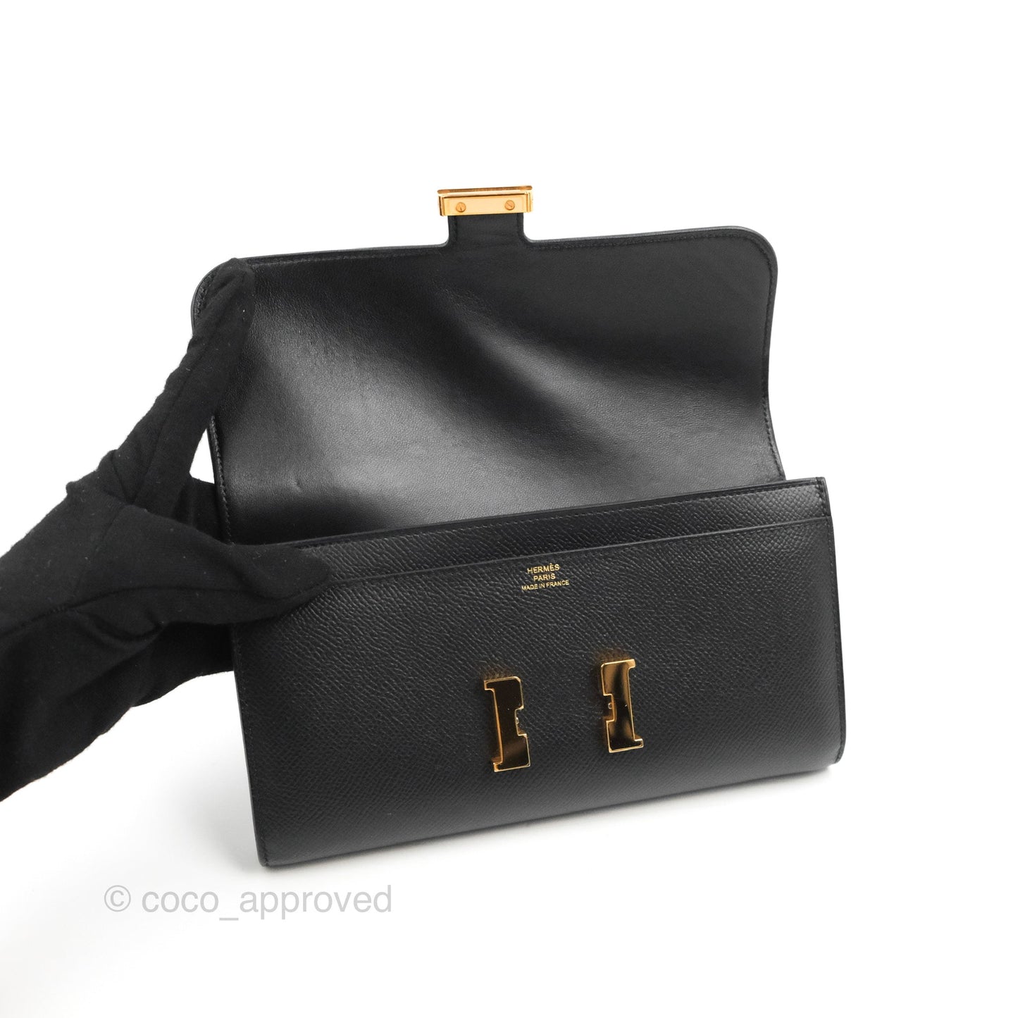 Hermès Constance Long Wallet Black Epsom Gold Hardware