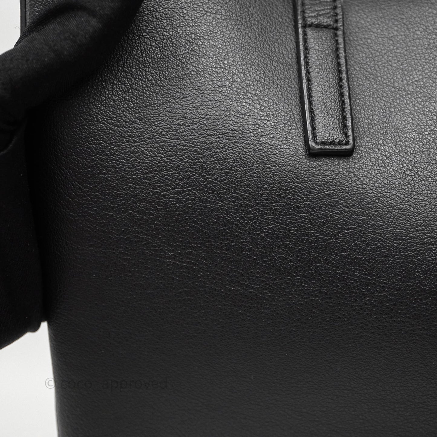 Saint Laurent Calfskin Shopping Tote Bag Black Gold Hardware