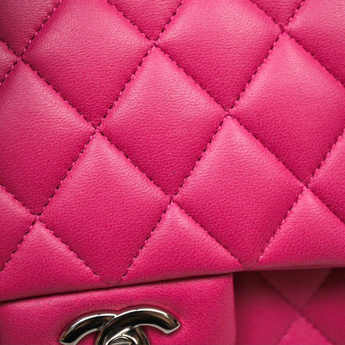 Chanel Classic M/L Medium Flap Quilted Hot Pink Lambskin Silver Hardware