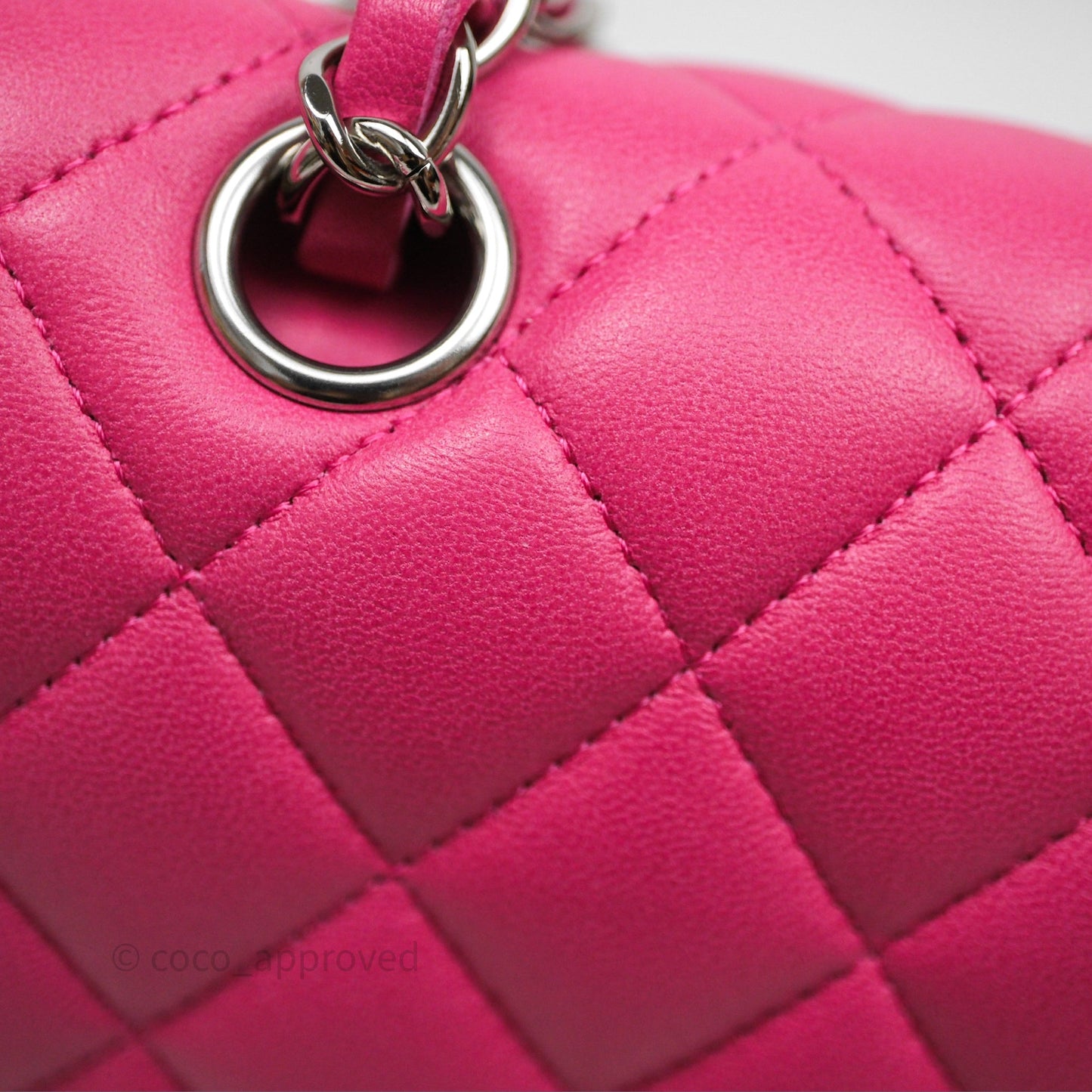 Chanel Classic M/L Medium Flap Quilted Hot Pink Lambskin Silver Hardware