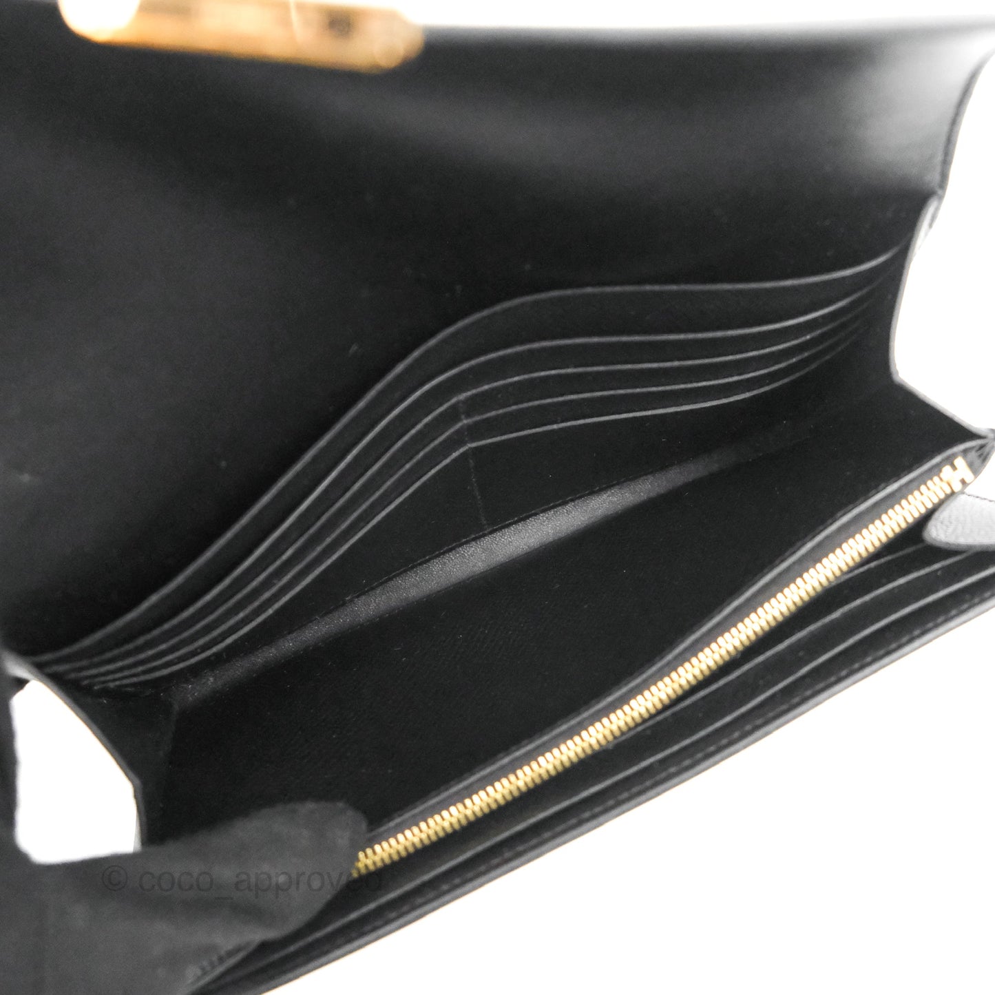 Hermès Constance Long Wallet Black Epsom Gold Hardware