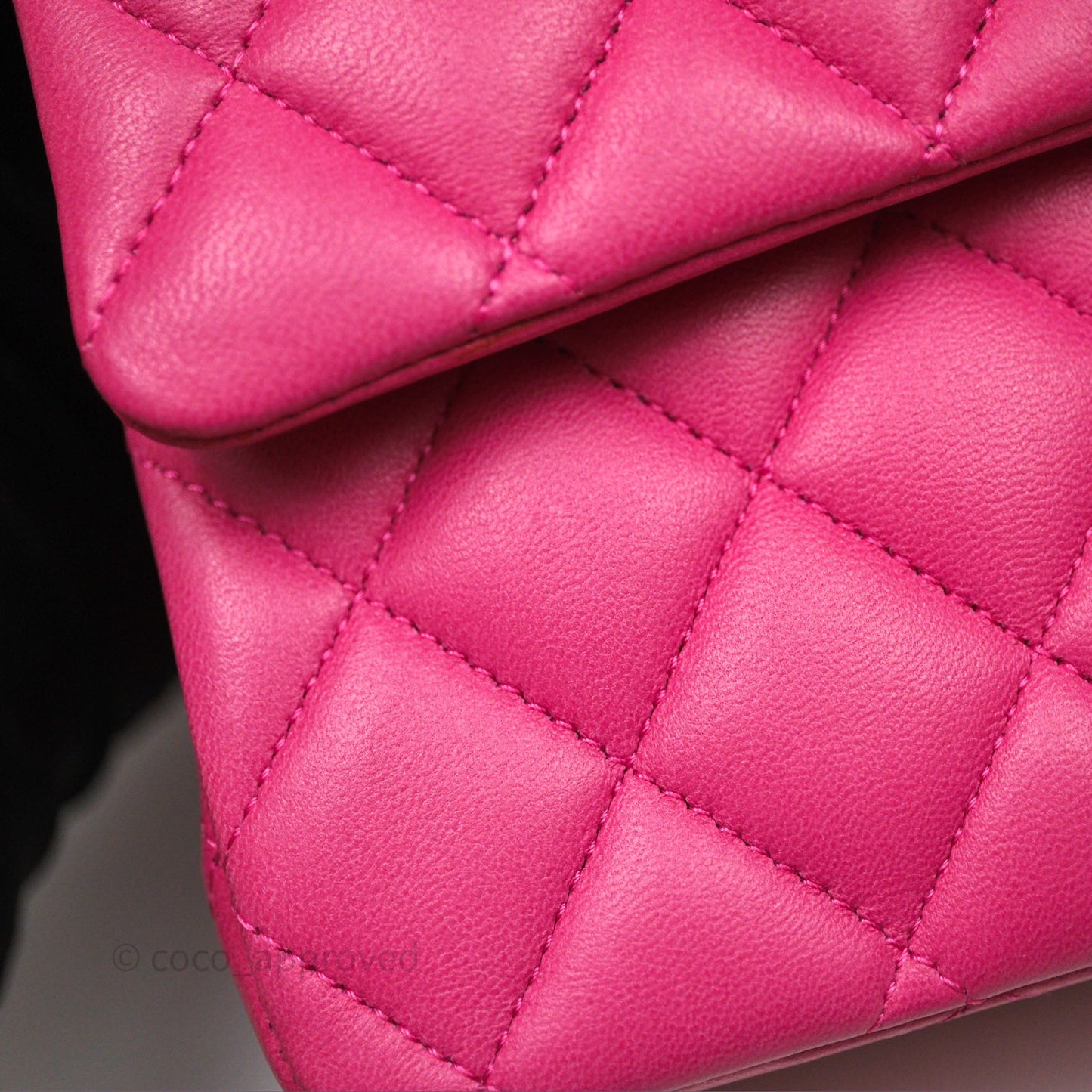 Chanel Classic M/L Medium Flap Quilted Hot Pink Lambskin Silver Hardware