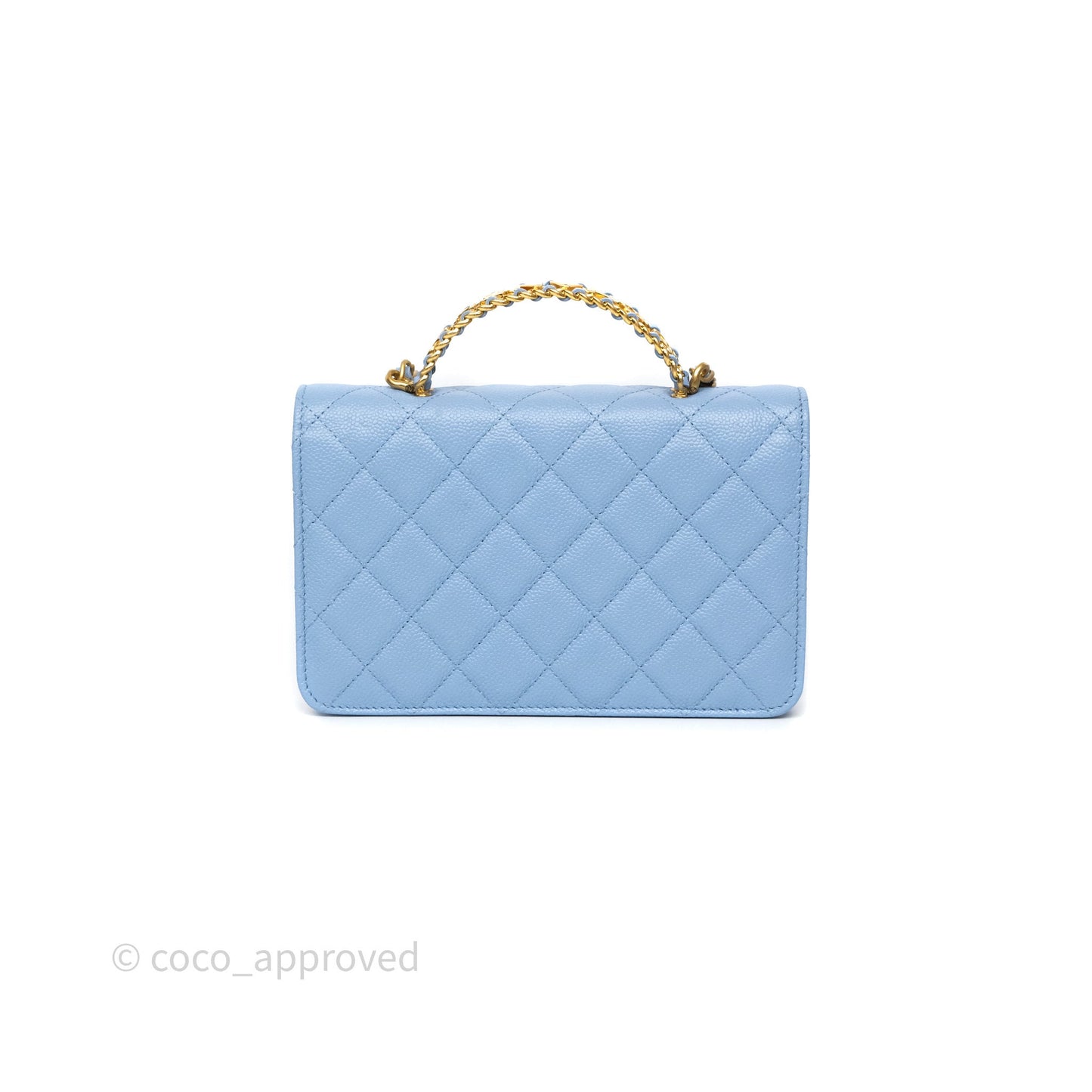 Chanel Top Handle Pick Me Up Wallet On Chain WOC Blue Caviar Gold Hardware