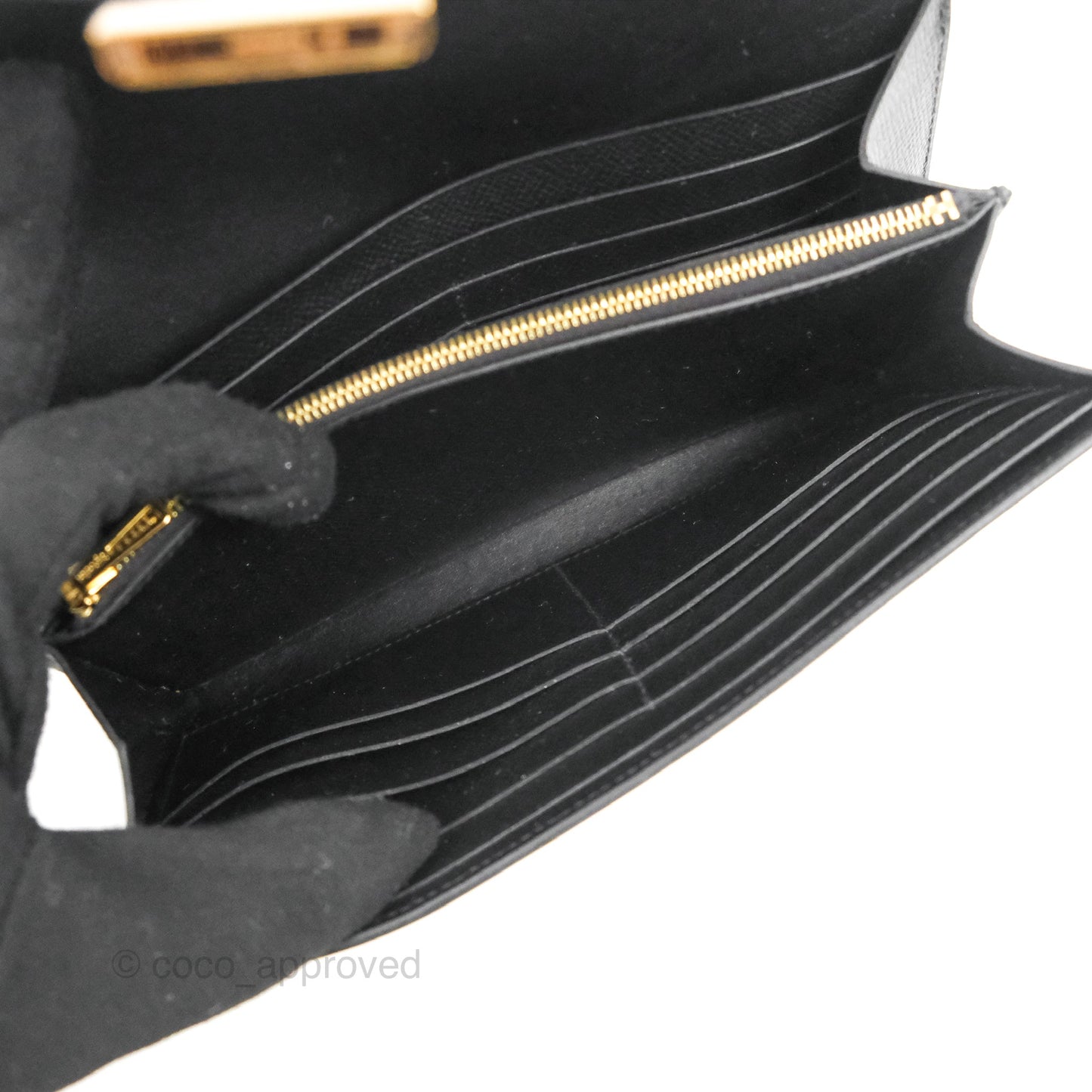 Hermès Constance Long Wallet Black Epsom Gold Hardware