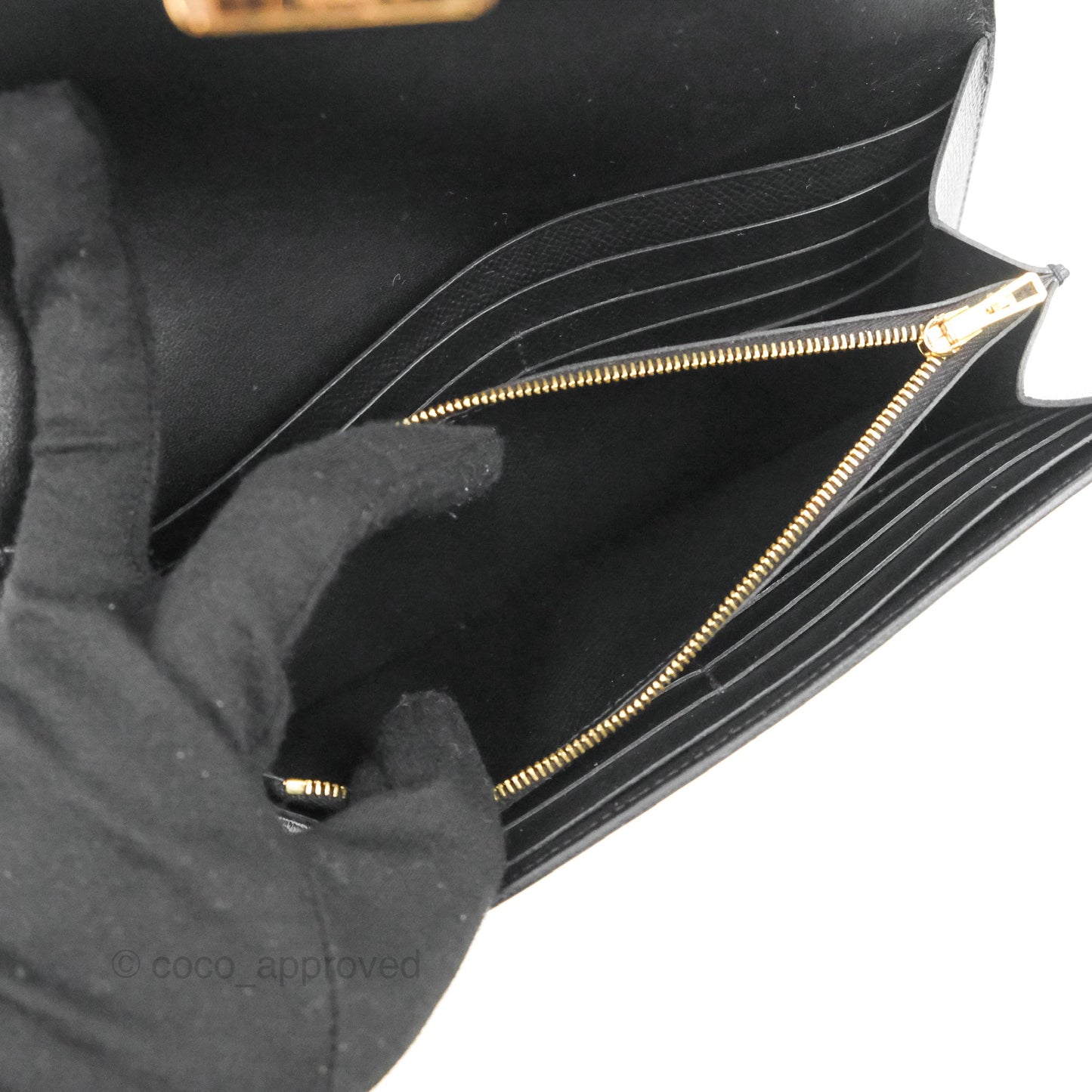 Hermès Constance Long Wallet Black Epsom Gold Hardware