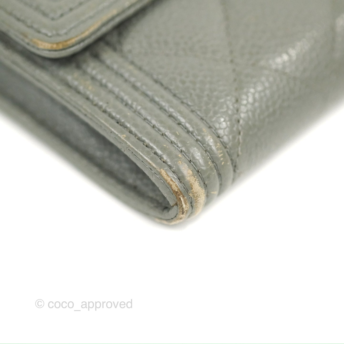 Chanel Quilted Boy Flap Long Wallet Light Green Caviar Gold Hardware