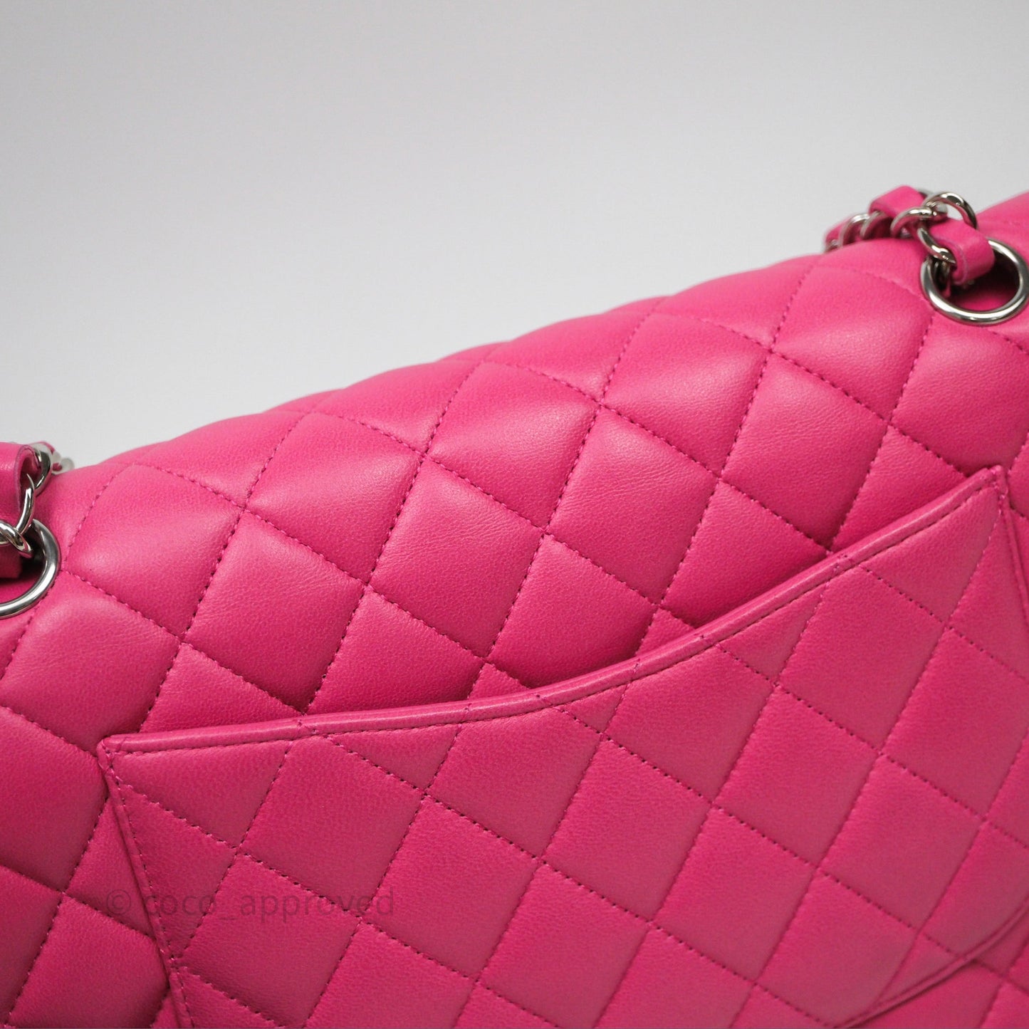 Chanel Classic M/L Medium Flap Quilted Hot Pink Lambskin Silver Hardware