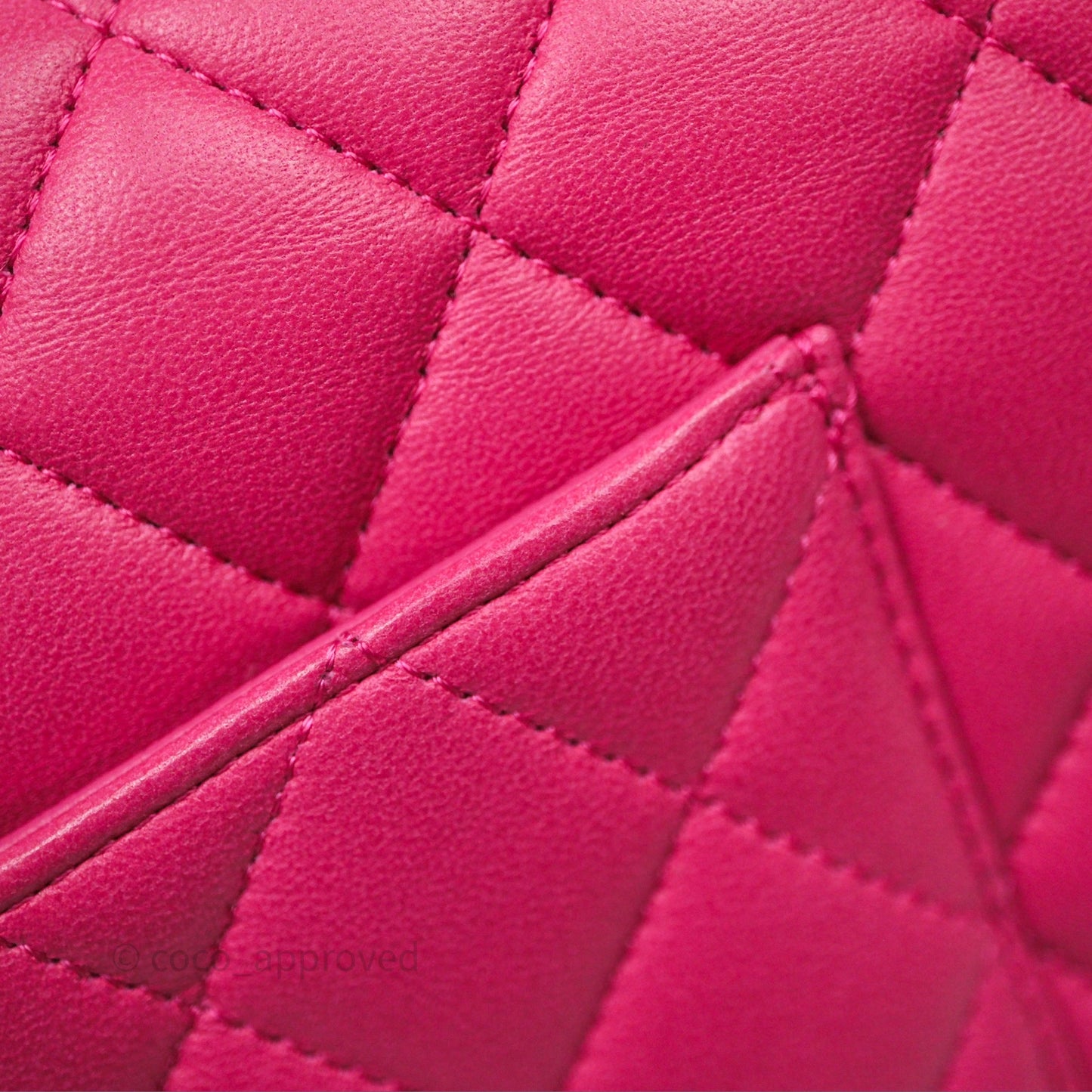 Chanel Classic M/L Medium Flap Quilted Hot Pink Lambskin Silver Hardware