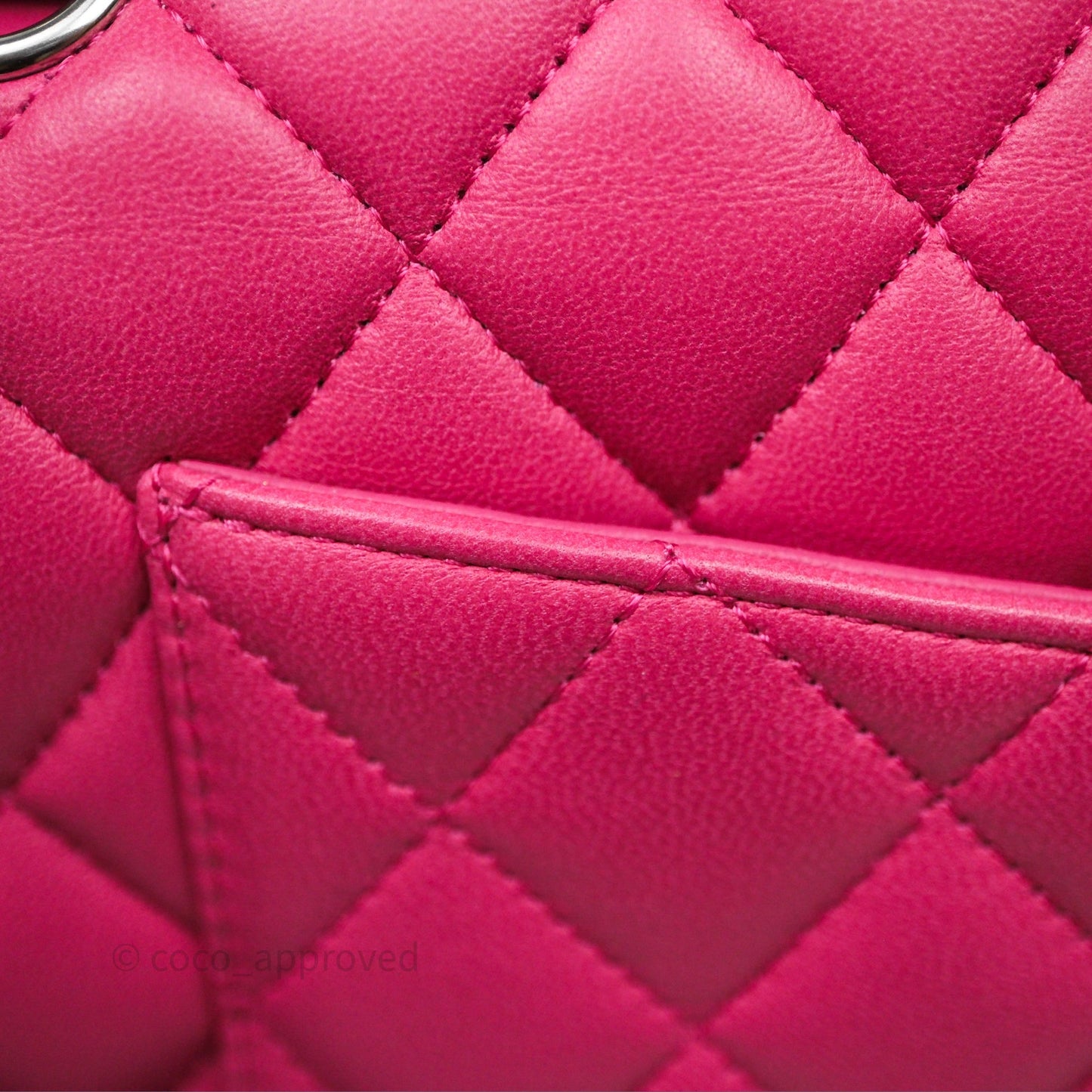 Chanel Classic M/L Medium Flap Quilted Hot Pink Lambskin Silver Hardware