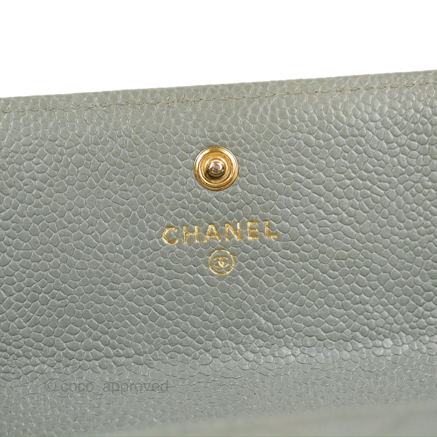 Chanel Quilted Boy Flap Long Wallet Light Green Caviar Gold Hardware