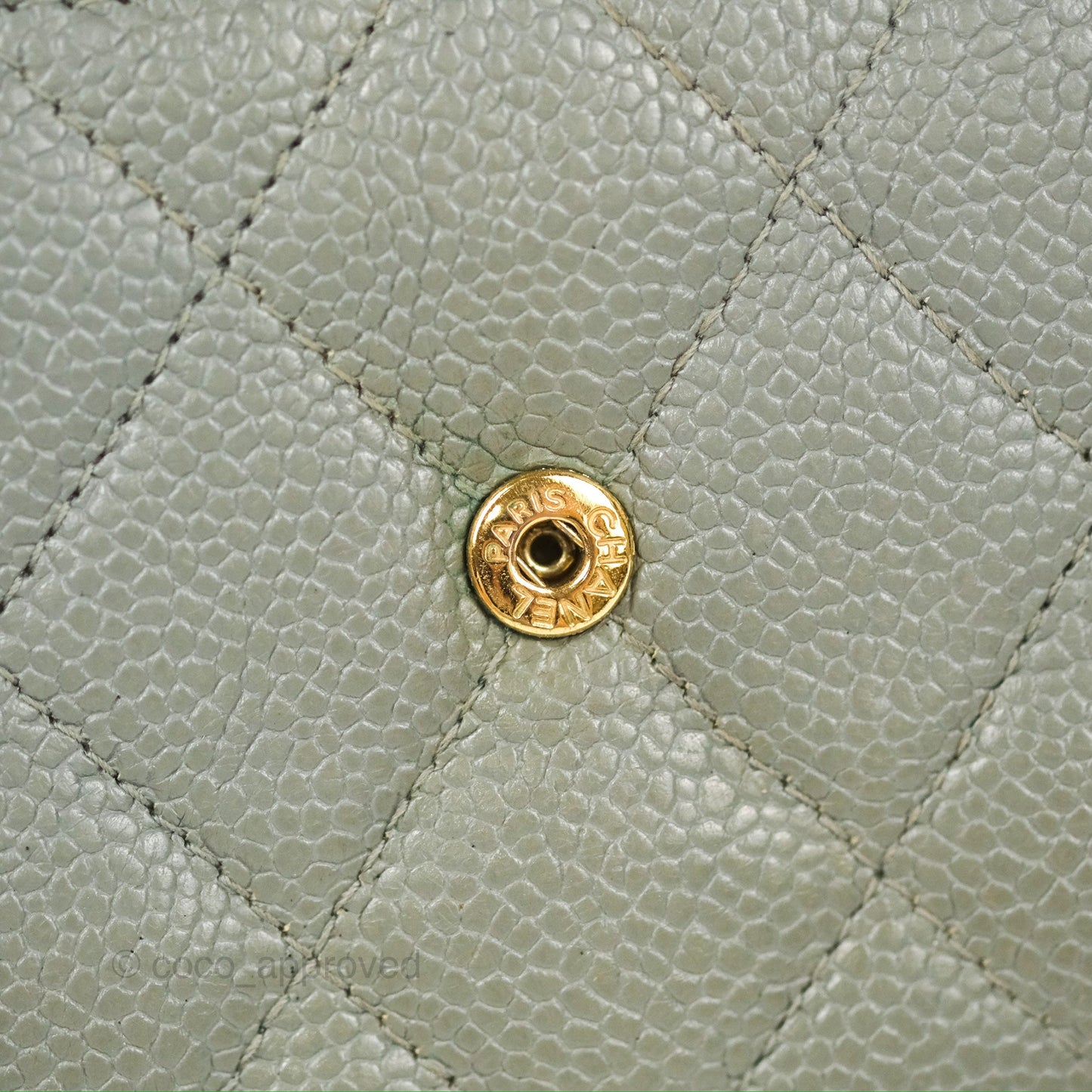 Chanel Quilted Boy Flap Long Wallet Light Green Caviar Gold Hardware