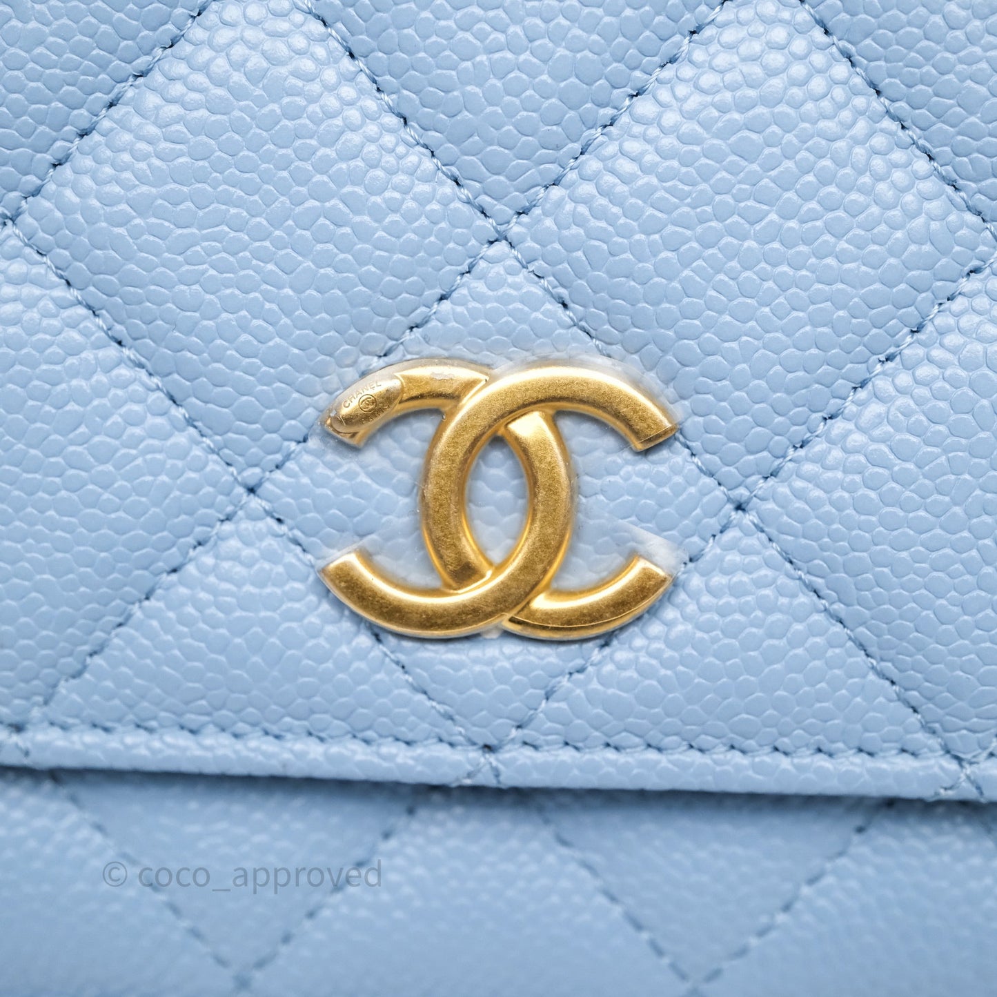 Chanel Top Handle Pick Me Up Wallet On Chain WOC Blue Caviar Gold Hardware