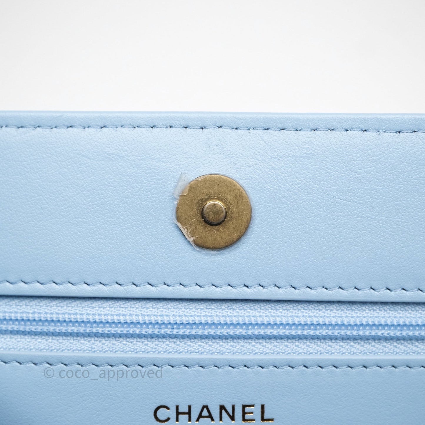 Chanel Top Handle Pick Me Up Wallet On Chain WOC Blue Caviar Gold Hardware