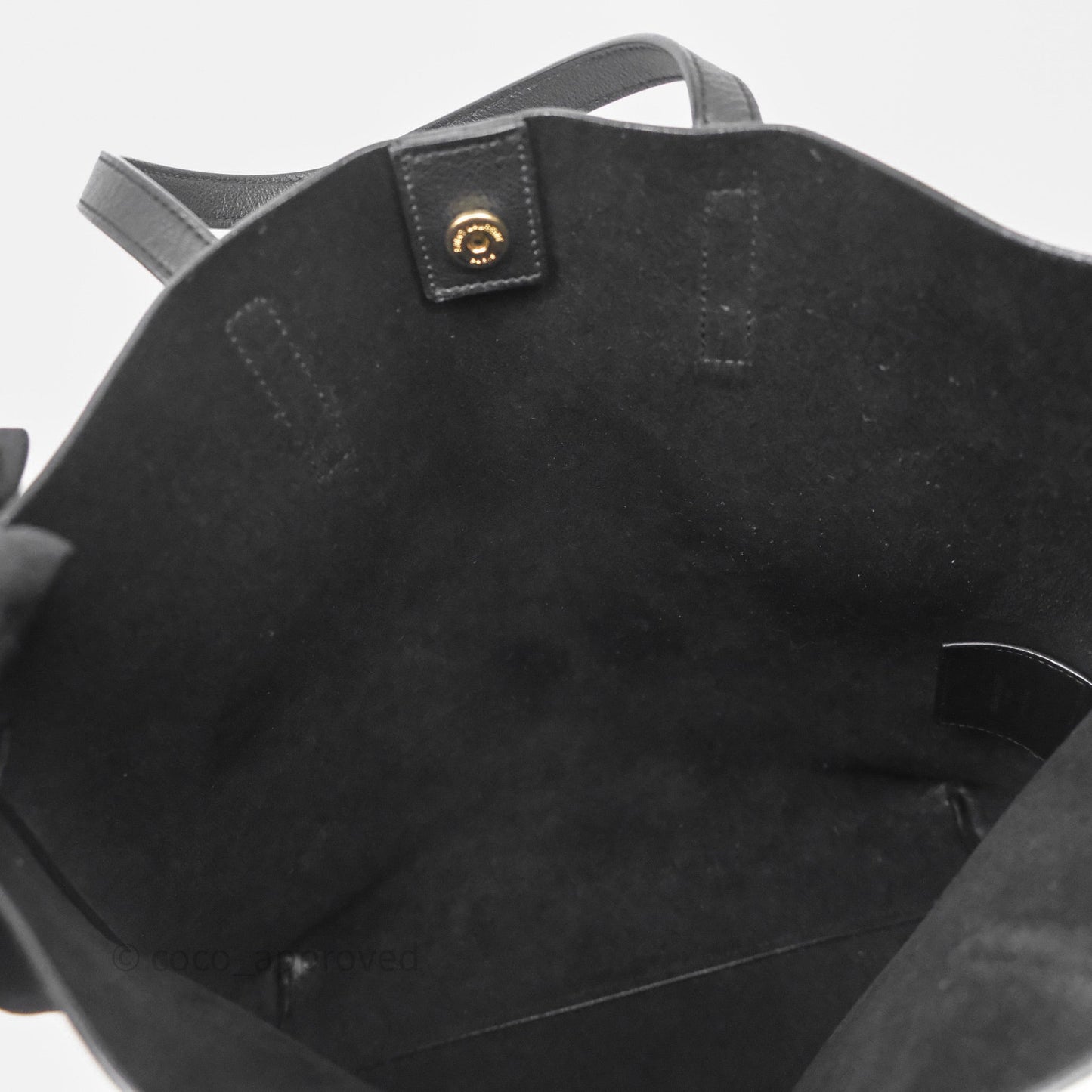 Saint Laurent Calfskin Shopping Tote Bag Black Gold Hardware