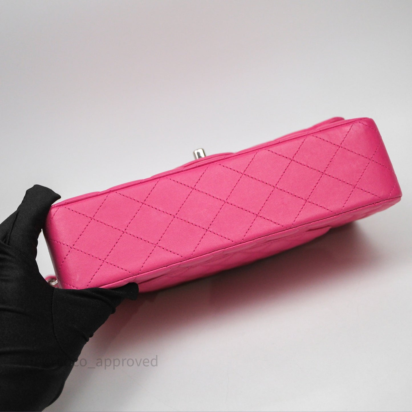 Chanel Classic M/L Medium Flap Quilted Hot Pink Lambskin Silver Hardware