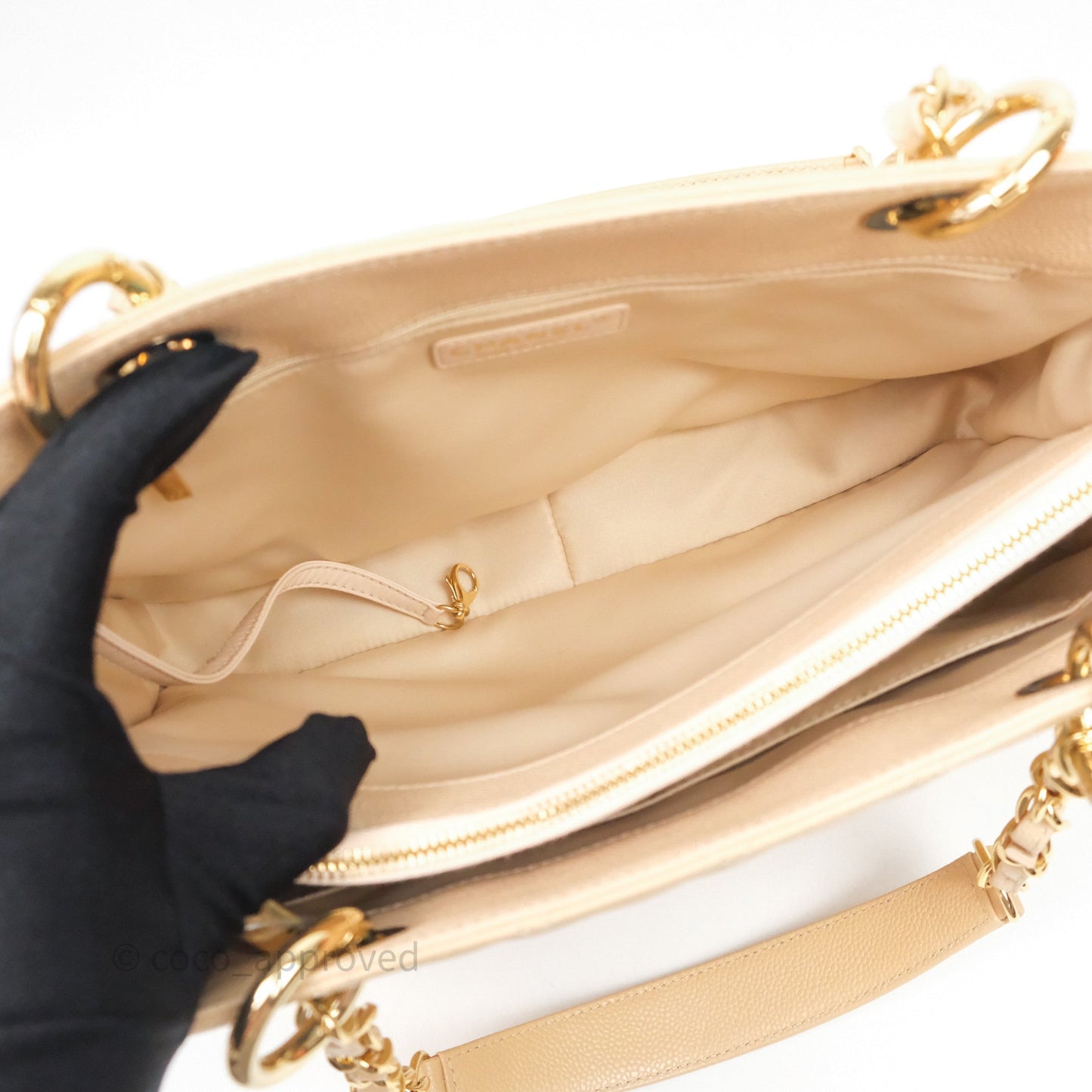 Chanel GST Beige Caviar Gold Hardware