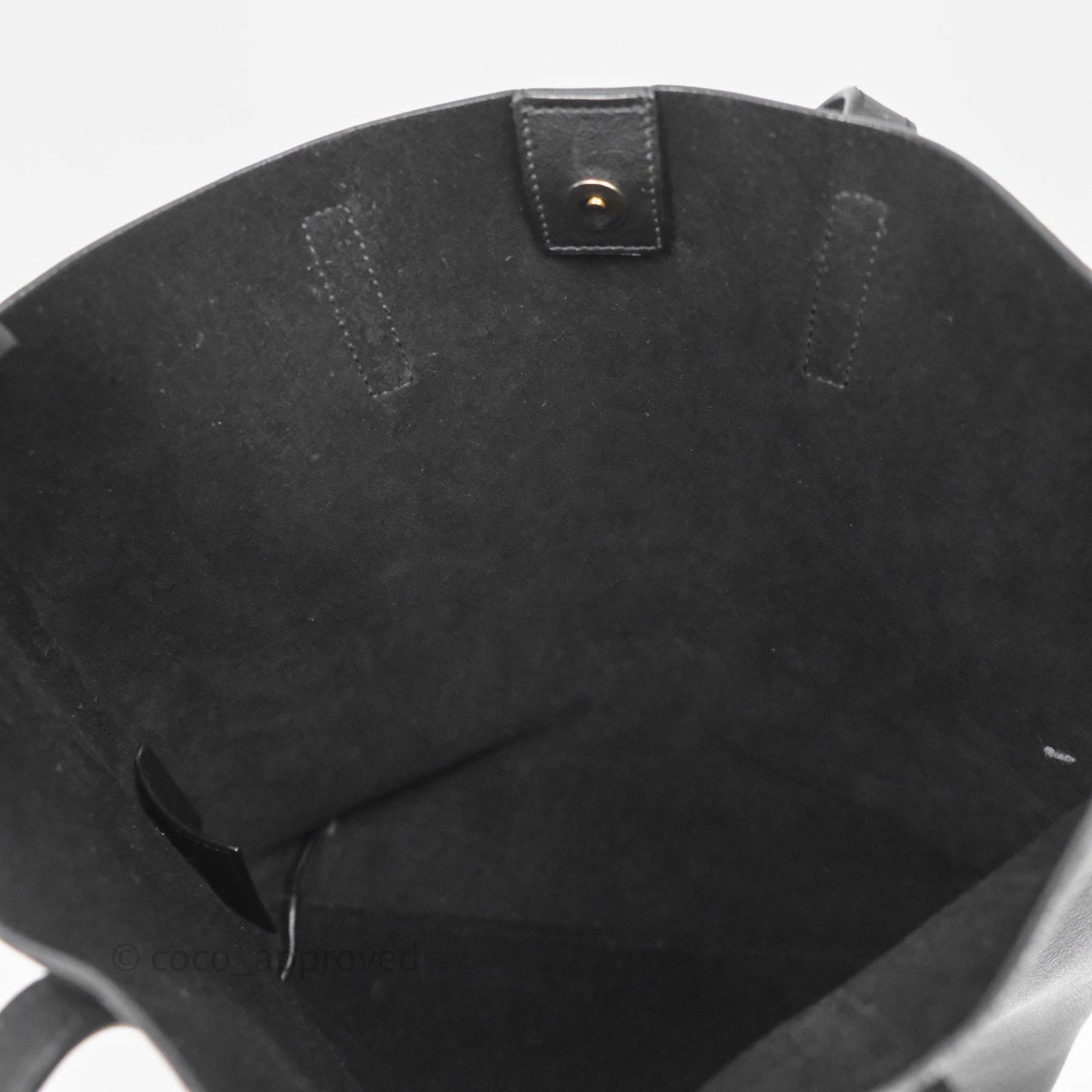 Saint Laurent Calfskin Shopping Tote Bag Black Gold Hardware