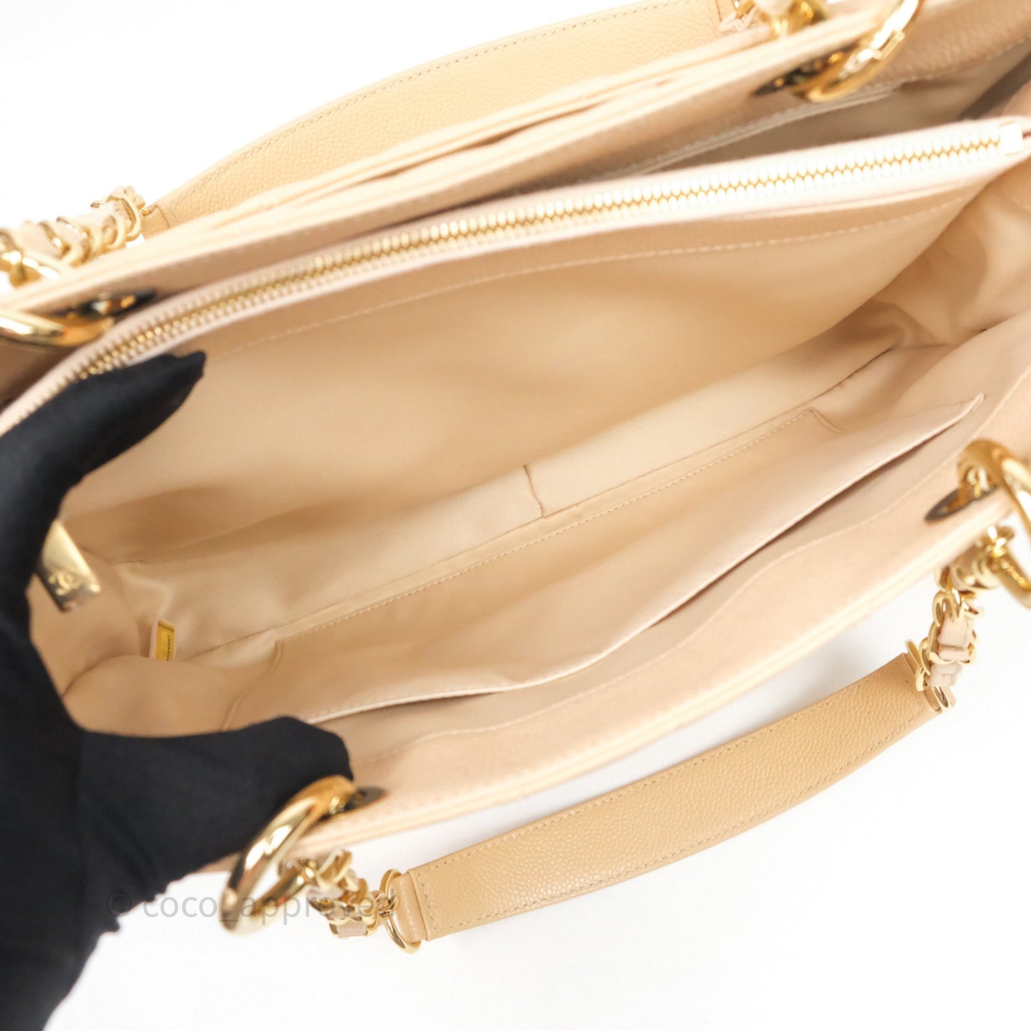 Chanel GST Beige Caviar Gold Hardware