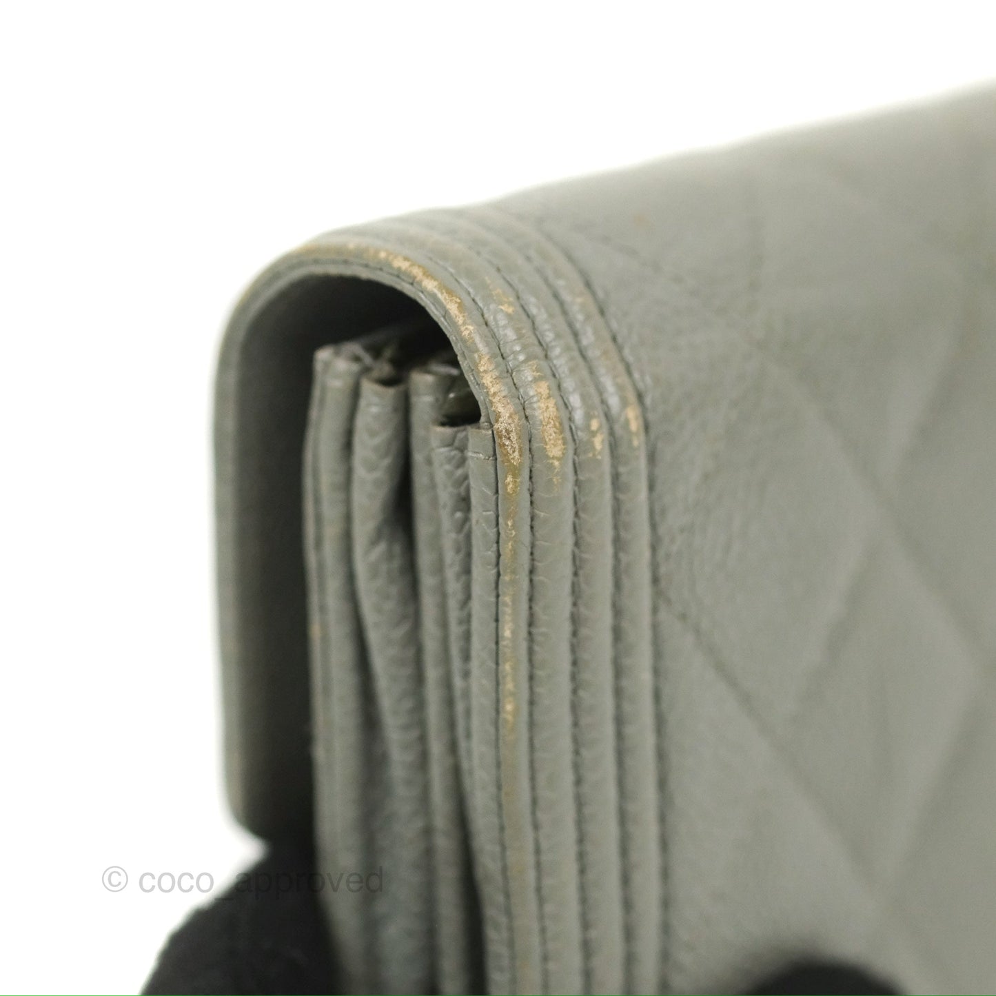 Chanel Quilted Boy Flap Long Wallet Light Green Caviar Gold Hardware