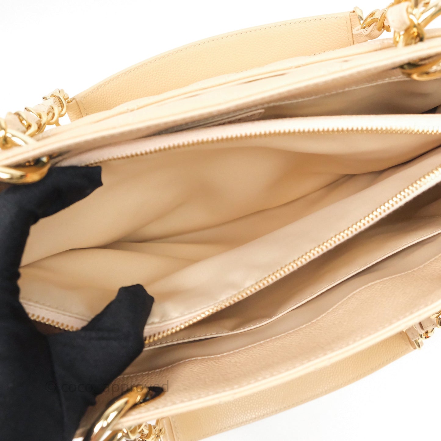 Chanel GST Beige Caviar Gold Hardware