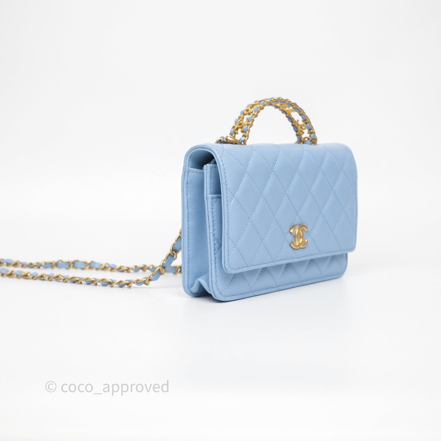 Chanel Top Handle Pick Me Up Wallet On Chain WOC Blue Caviar Gold Hardware