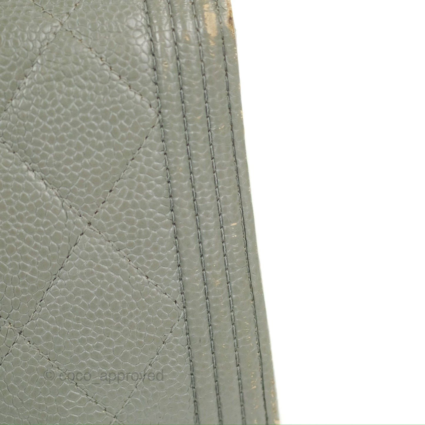 Chanel Quilted Boy Flap Long Wallet Light Green Caviar Gold Hardware