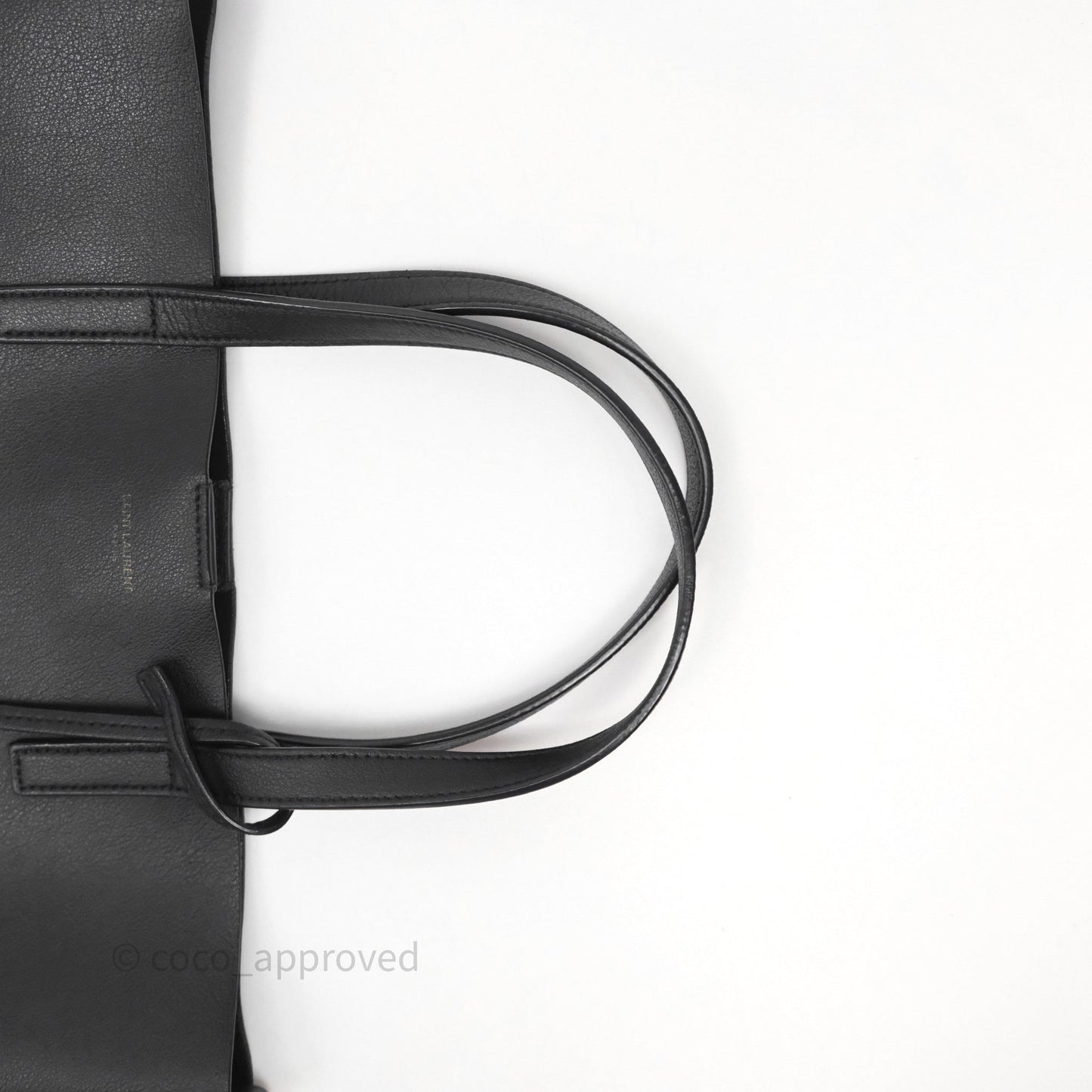 Saint Laurent Calfskin Shopping Tote Bag Black Gold Hardware