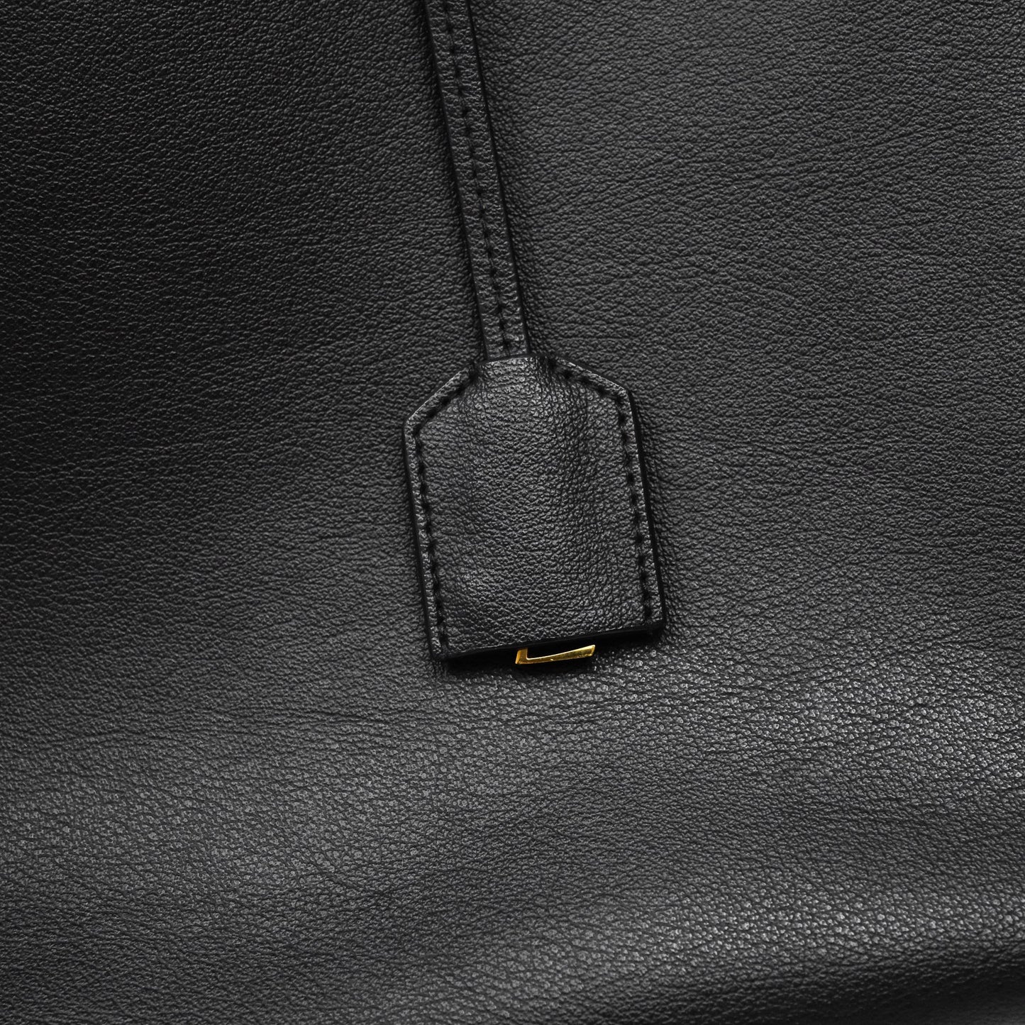 Saint Laurent Calfskin Shopping Tote Bag Black Gold Hardware