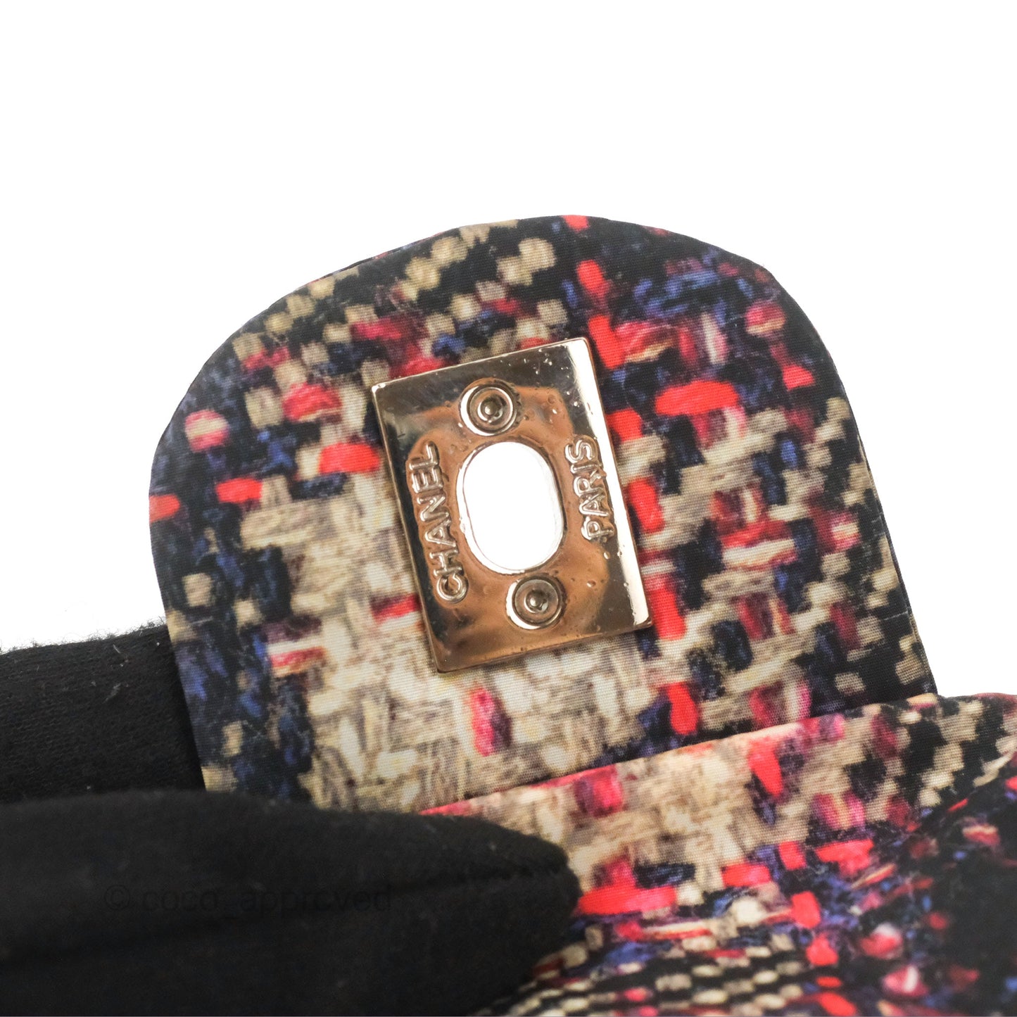 Chanel Maxi Flap Bag Nylon Tweed Printed Silver Hardware