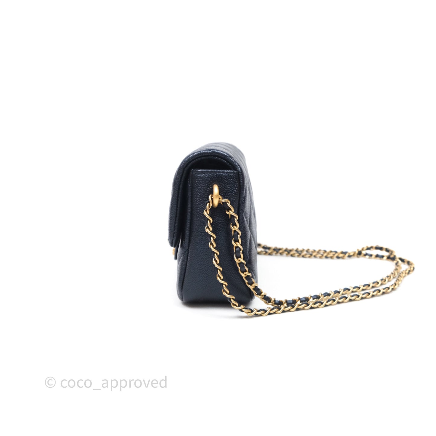 Chanel Quilted My Perfect Mini Iridescent Dark Navy Caviar Aged Gold Hardware
