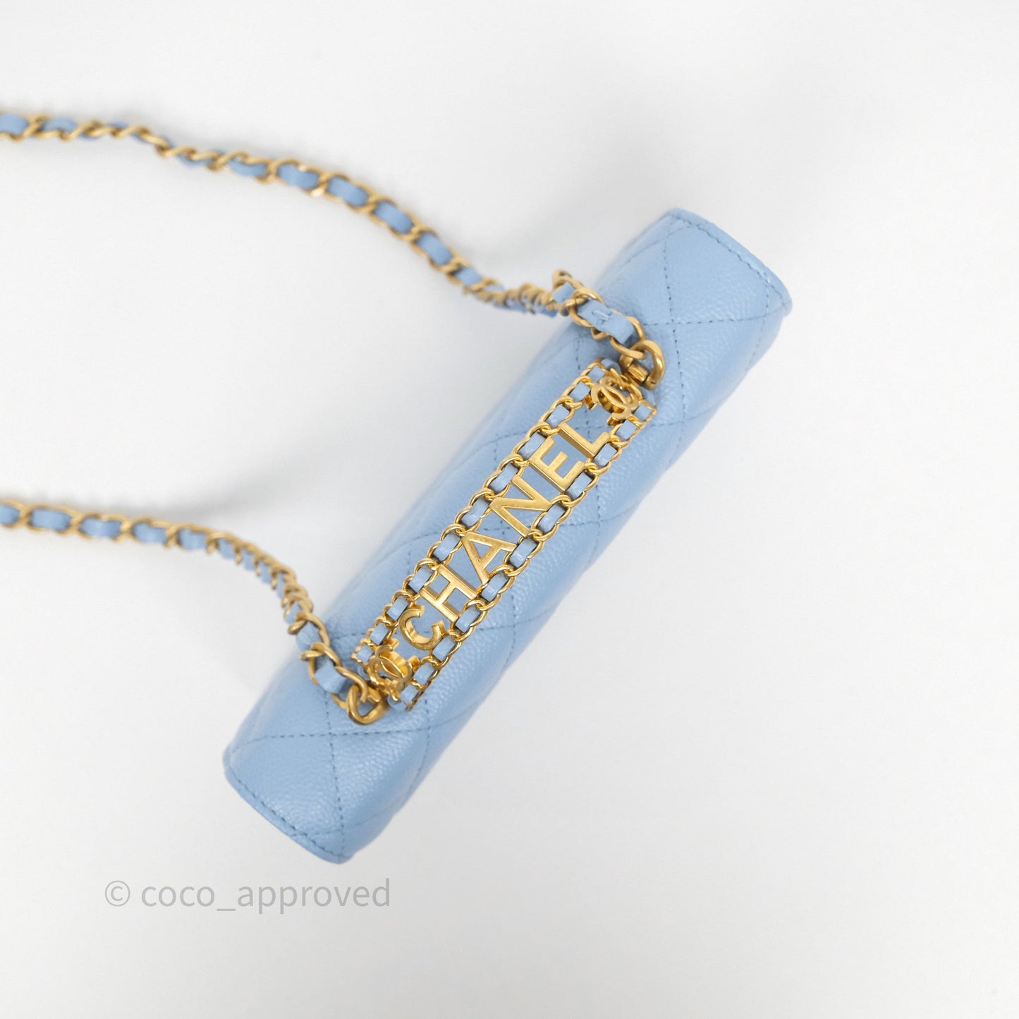 Chanel Top Handle Pick Me Up Wallet On Chain WOC Blue Caviar Gold Hardware