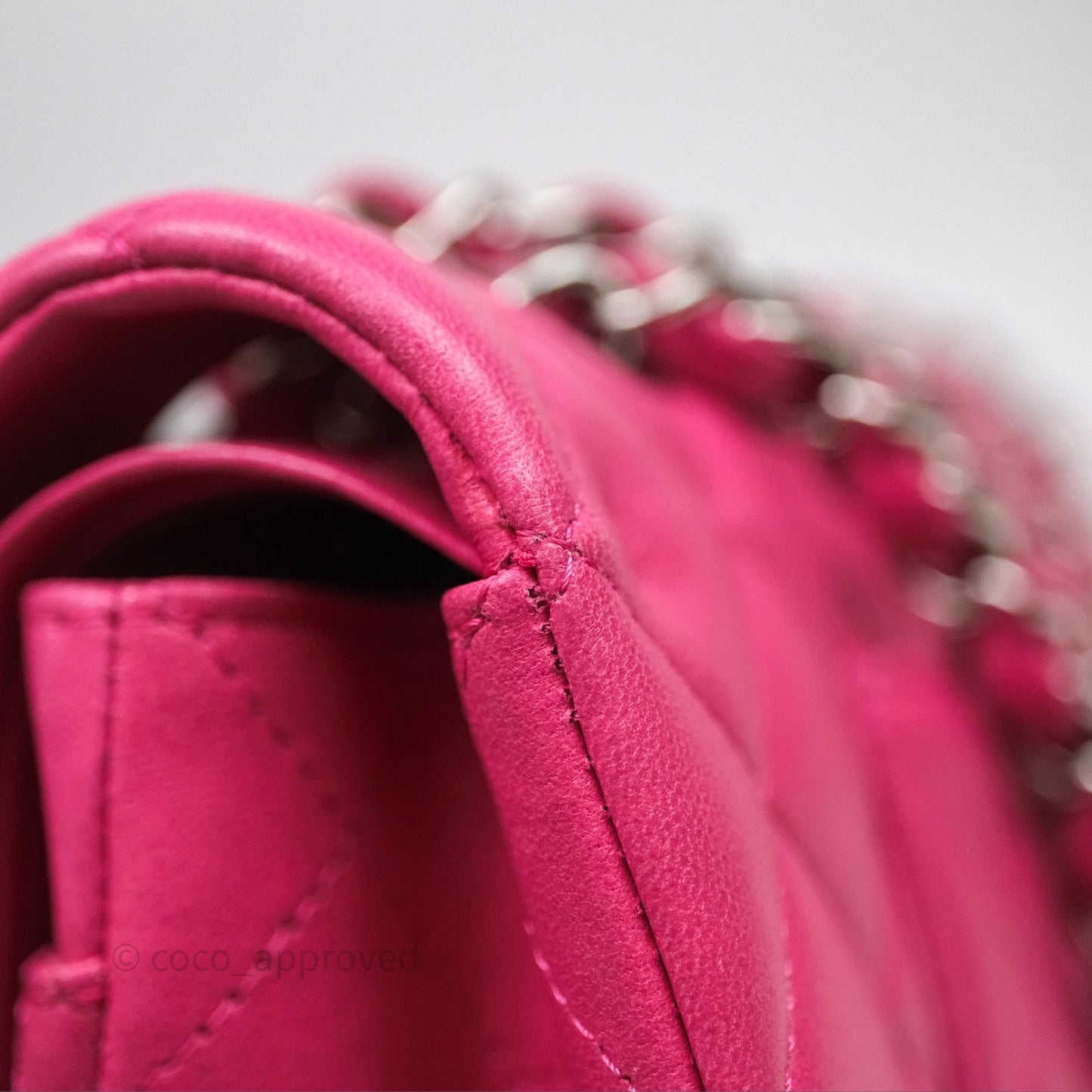 Chanel Classic M/L Medium Flap Quilted Hot Pink Lambskin Silver Hardware