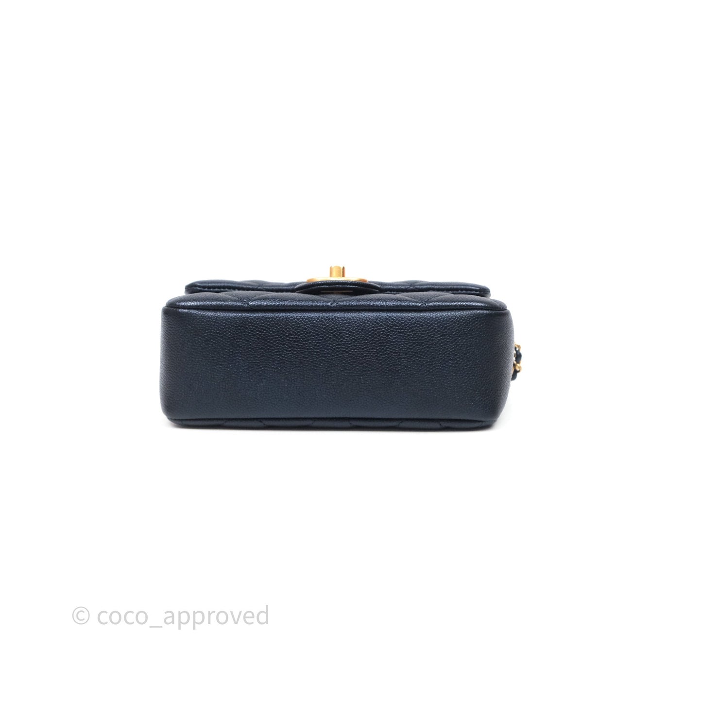 Chanel Quilted My Perfect Mini Iridescent Dark Navy Caviar Aged Gold Hardware
