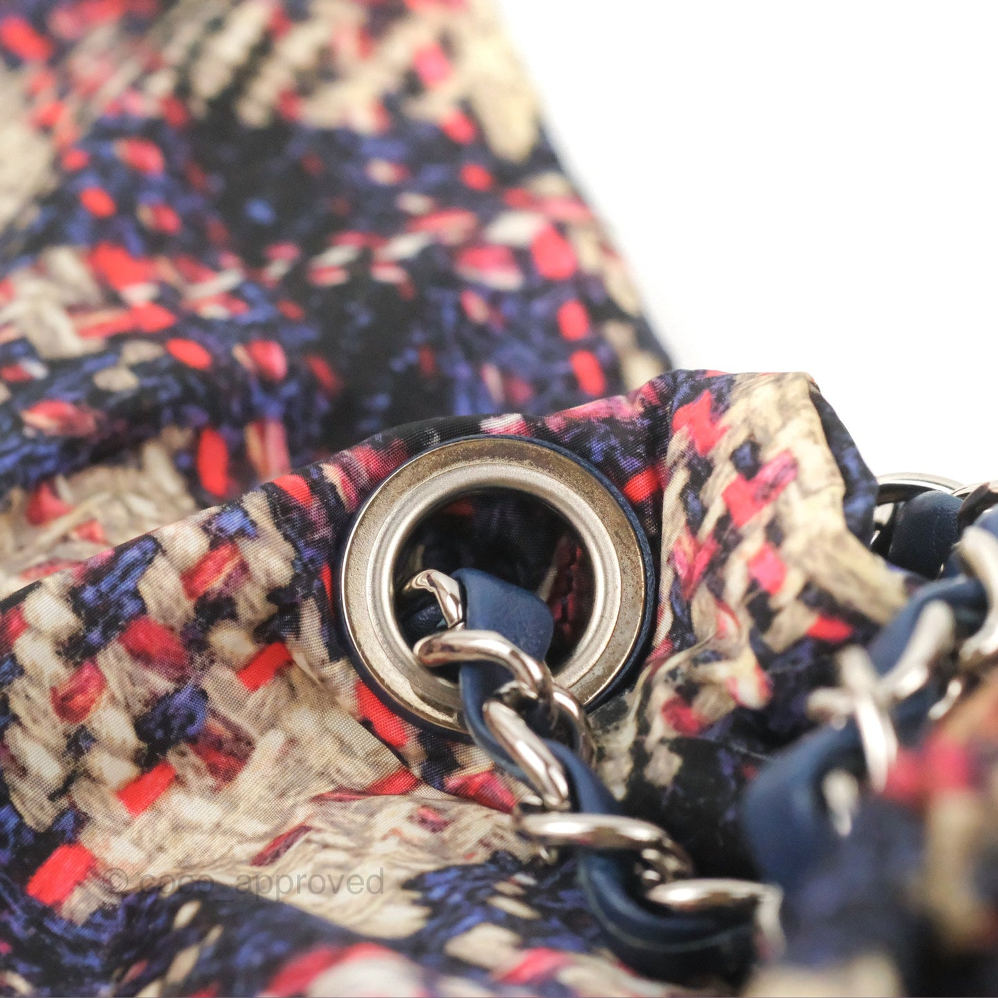 Chanel Maxi Flap Bag Nylon Tweed Printed Silver Hardware