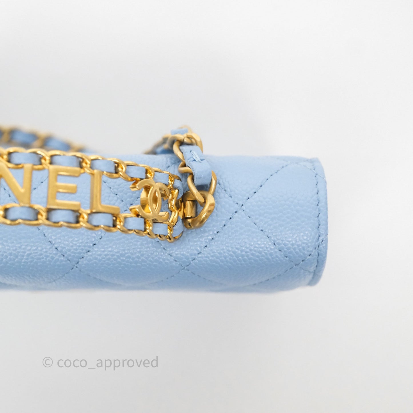 Chanel Top Handle Pick Me Up Wallet On Chain WOC Blue Caviar Gold Hardware