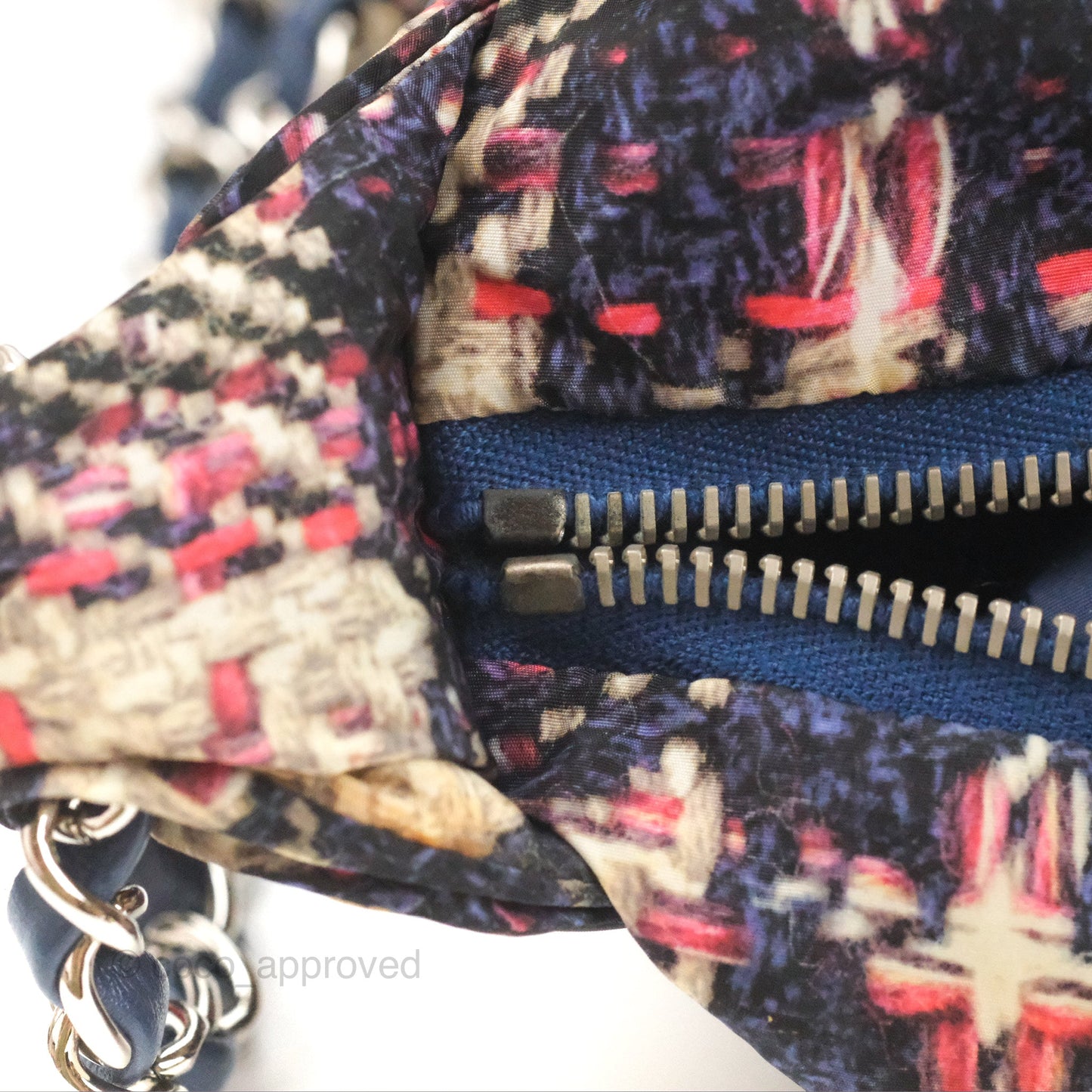 Chanel Maxi Flap Bag Nylon Tweed Printed Silver Hardware